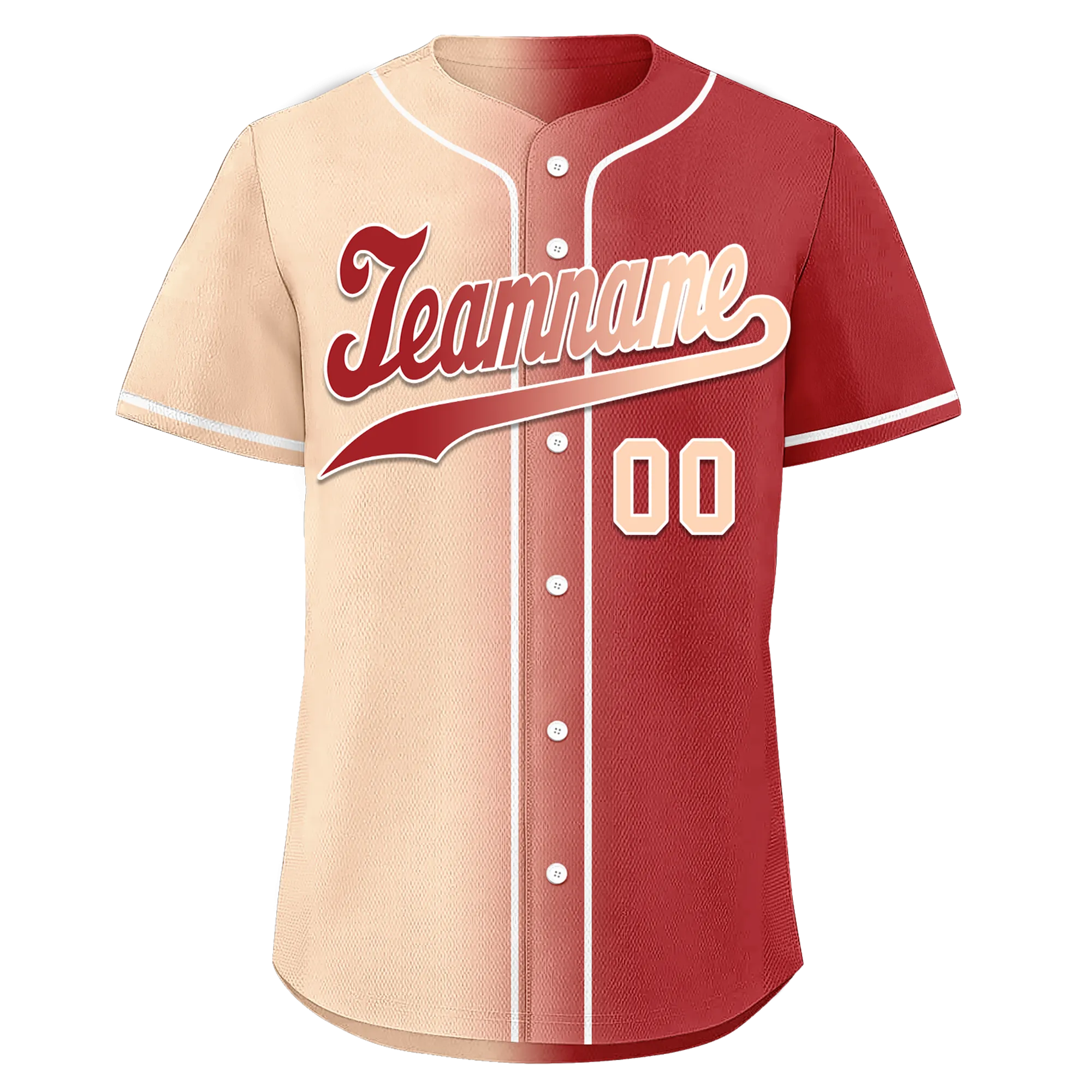 Custom Beige Red Gradient Fashion Personalized Authentic Baseball Jersey BSBJ01-D0a708f