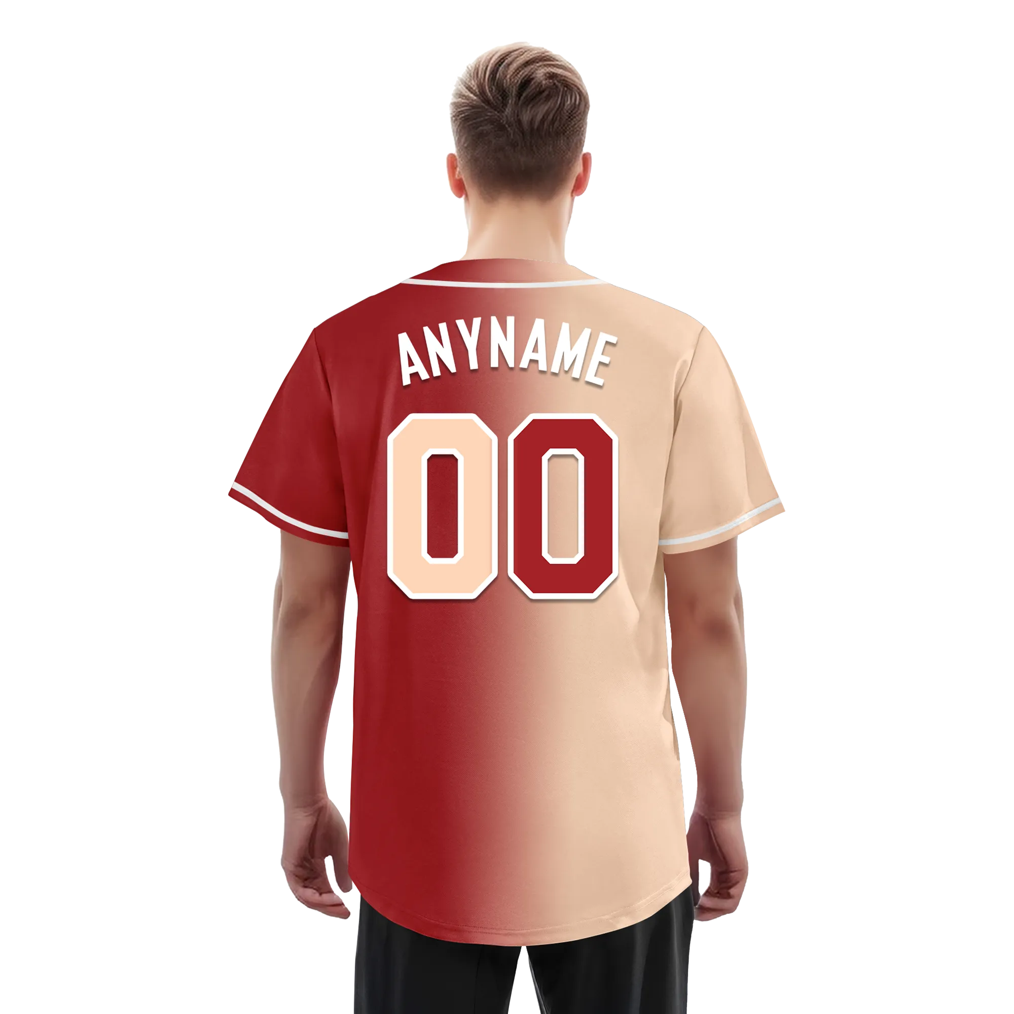 Custom Beige Red Gradient Fashion Personalized Authentic Baseball Jersey BSBJ01-D0a708f
