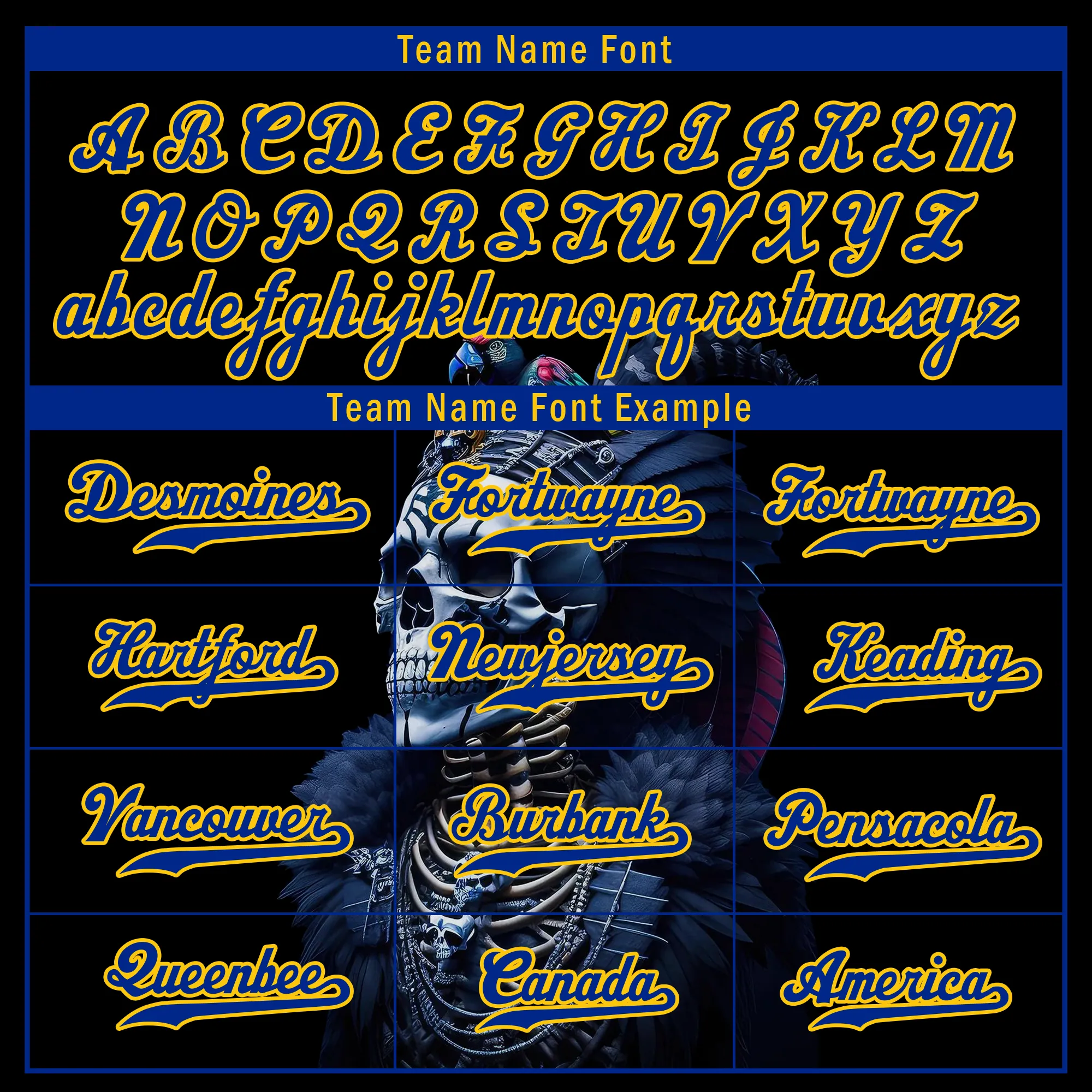 Custom Black Blue Skull Fashion Personalized Authentic Baseball Jersey BSBJ01-D017147