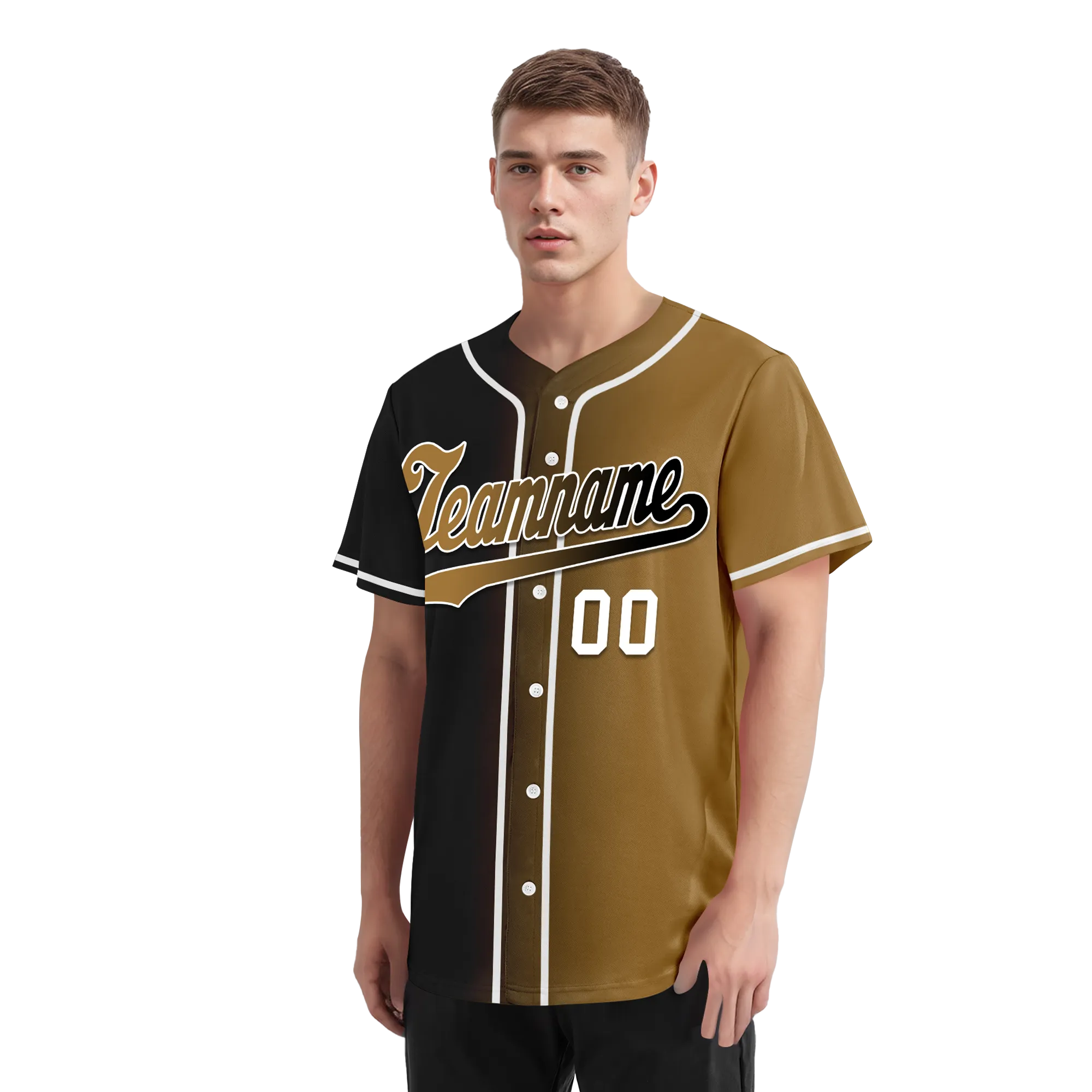 Custom Black Gold Gradient Fashion Personalized Authentic Baseball Jersey BSBJ01-D0a7a0d