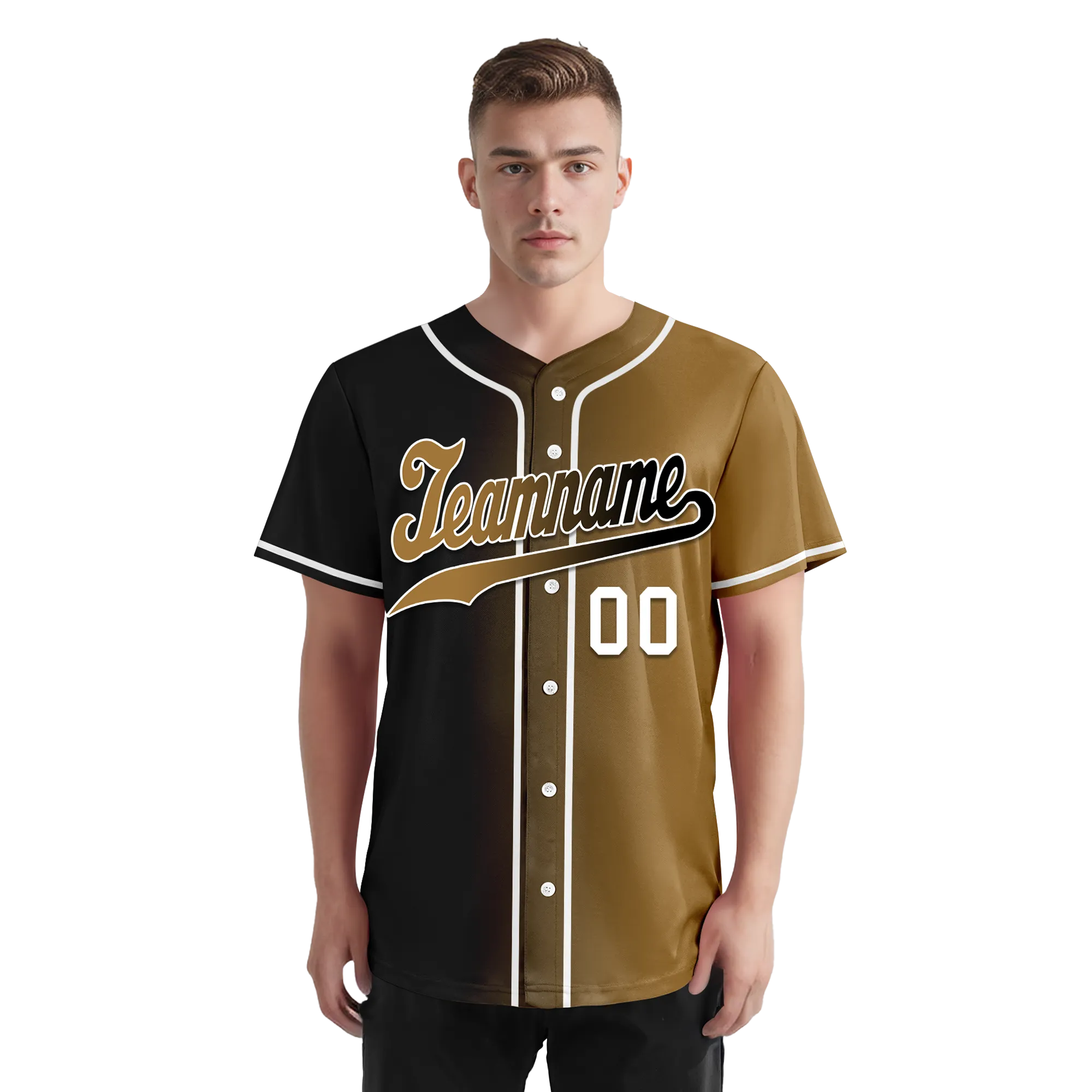 Custom Black Gold Gradient Fashion Personalized Authentic Baseball Jersey BSBJ01-D0a7a0d