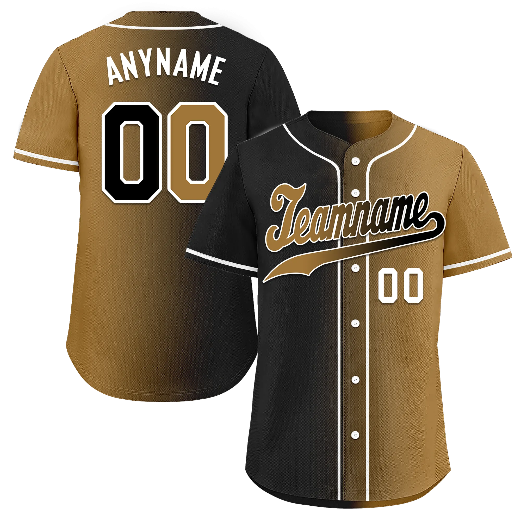 Custom Black Gold Gradient Fashion Personalized Authentic Baseball Jersey BSBJ01-D0a7a0d