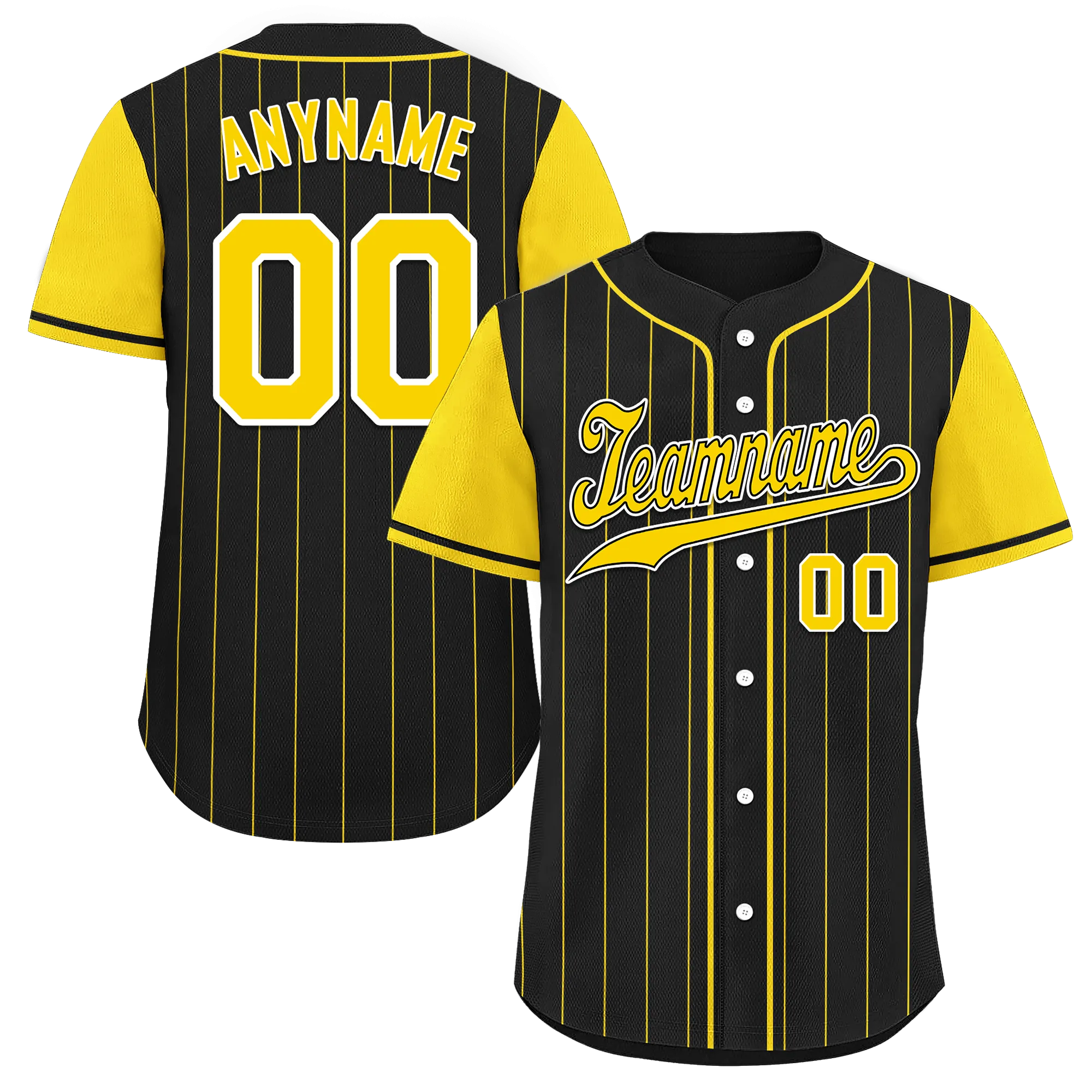 Custom Black Gold Stripe Fashion Personalized Authentic Baseball Jersey BSBJ01-D017217