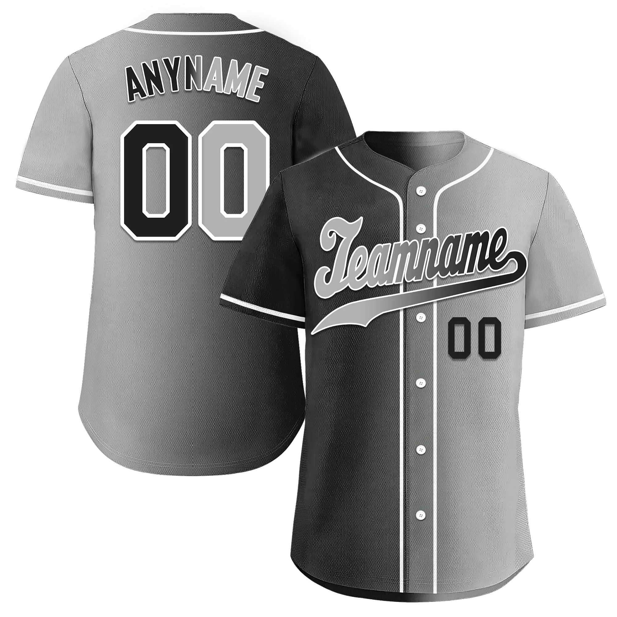 Custom Black Grey Gradient Fashion Personalized Authentic Baseball Jersey BSBJ01-D0a7a07