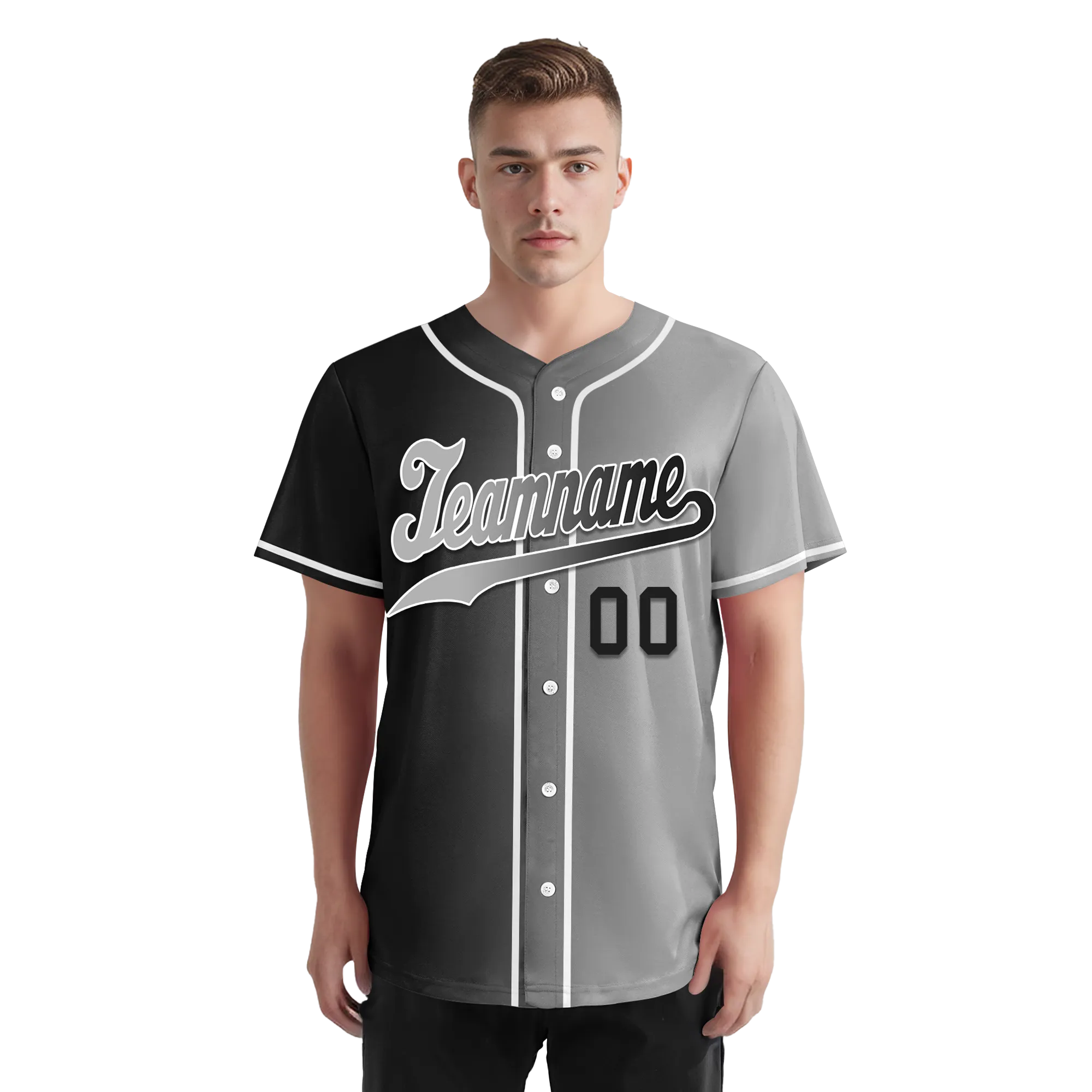 Custom Black Grey Gradient Fashion Personalized Authentic Baseball Jersey BSBJ01-D0a7a07