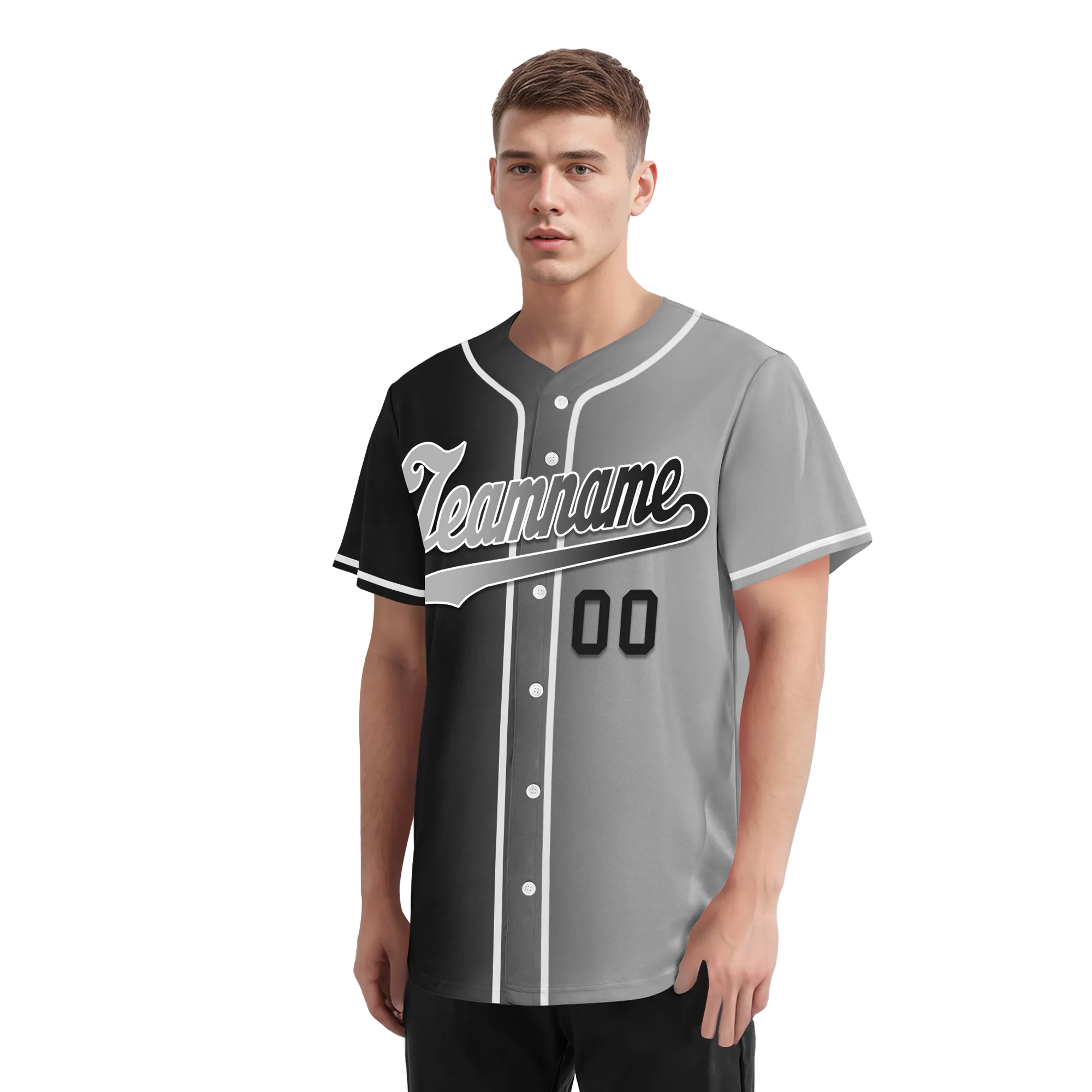 Custom Black Grey Gradient Fashion Personalized Authentic Baseball Jersey BSBJ01-D0a7a07