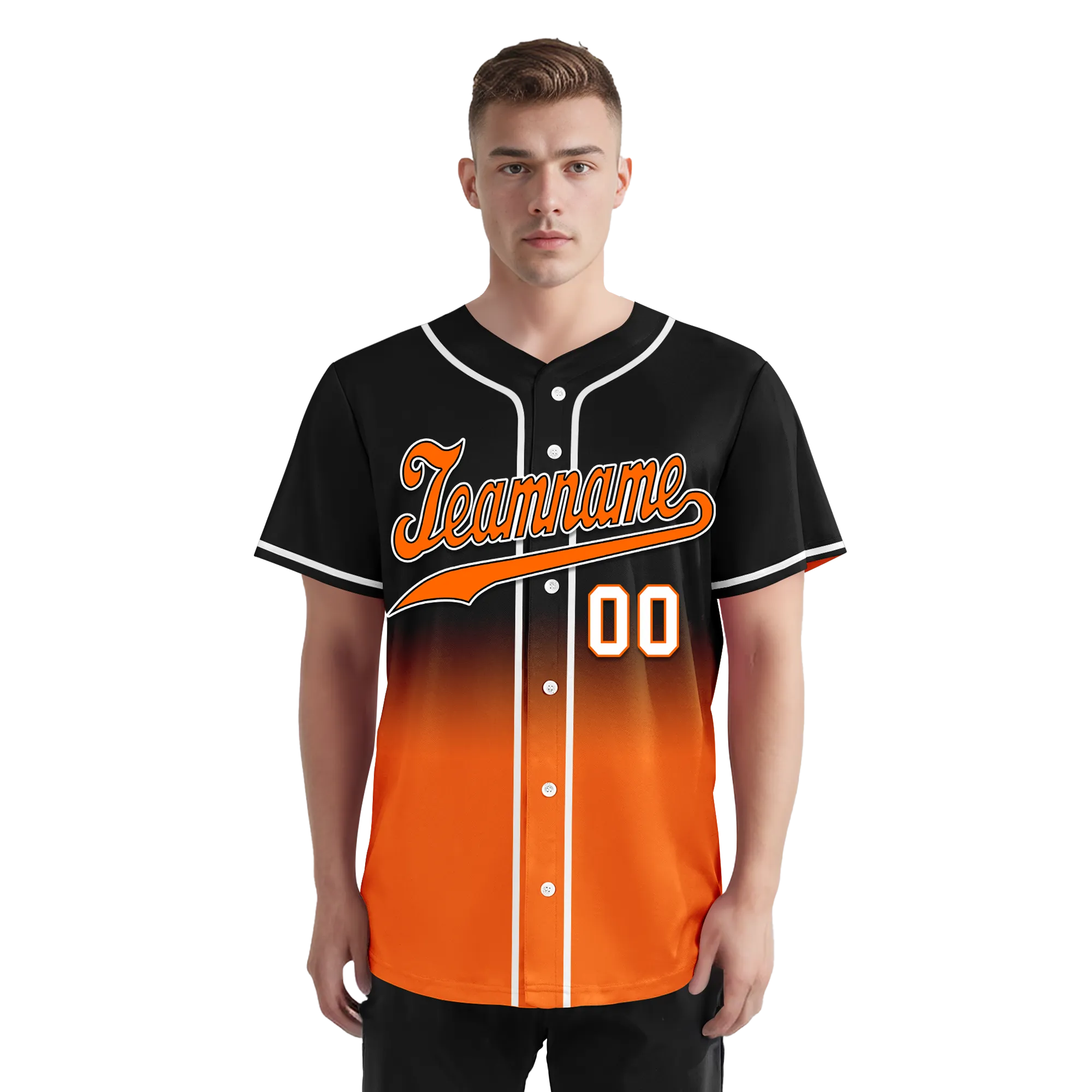 Custom Black Orange Fade Fashion Personalized Authentic Baseball Jersey BSBJ01-D0a70ce