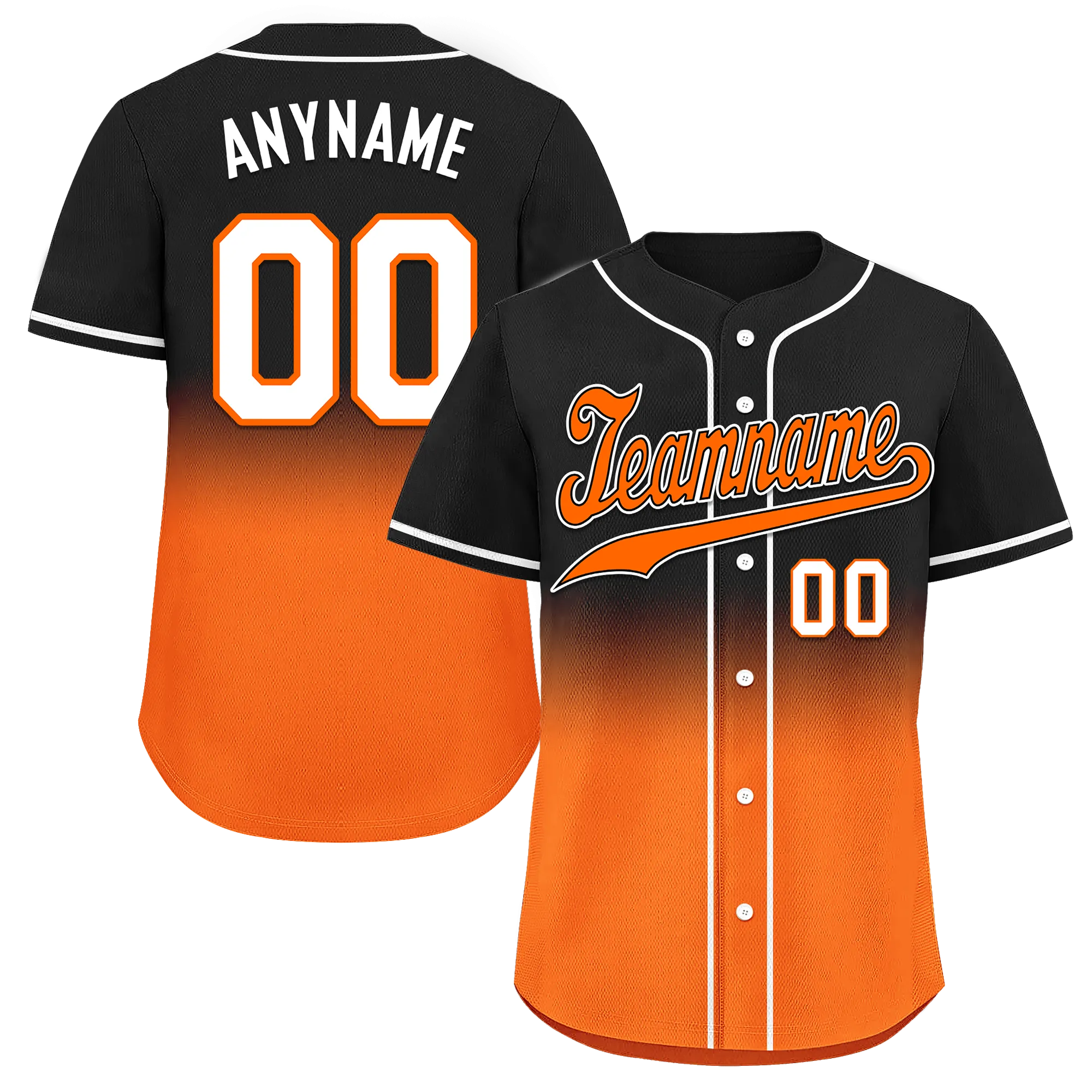 Custom Black Orange Fade Fashion Personalized Authentic Baseball Jersey BSBJ01-D0a70ce