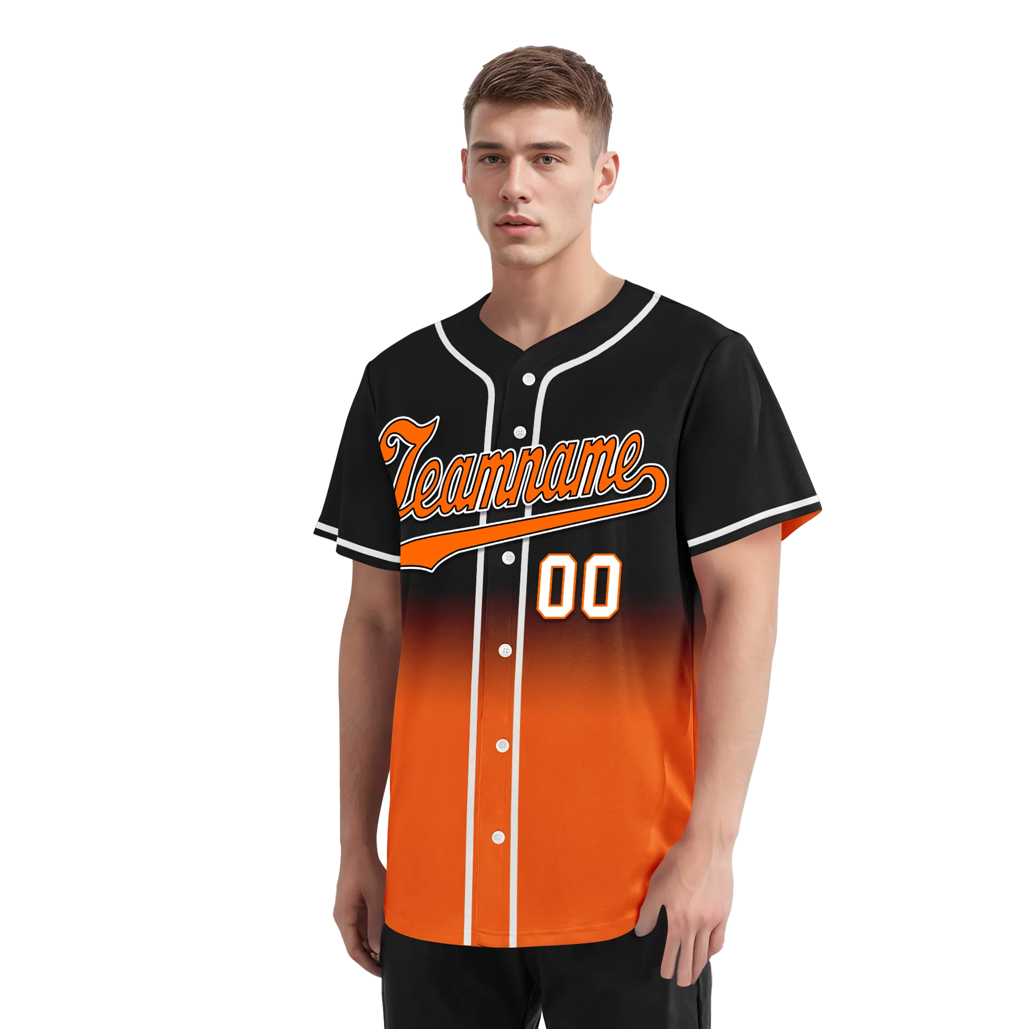 Custom Black Orange Fade Fashion Personalized Authentic Baseball Jersey BSBJ01-D0a70ce