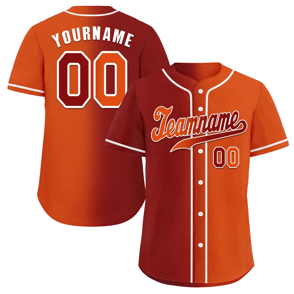 Custom Black Orange Gradient Fashion Orange Authentic Baseball Jersey