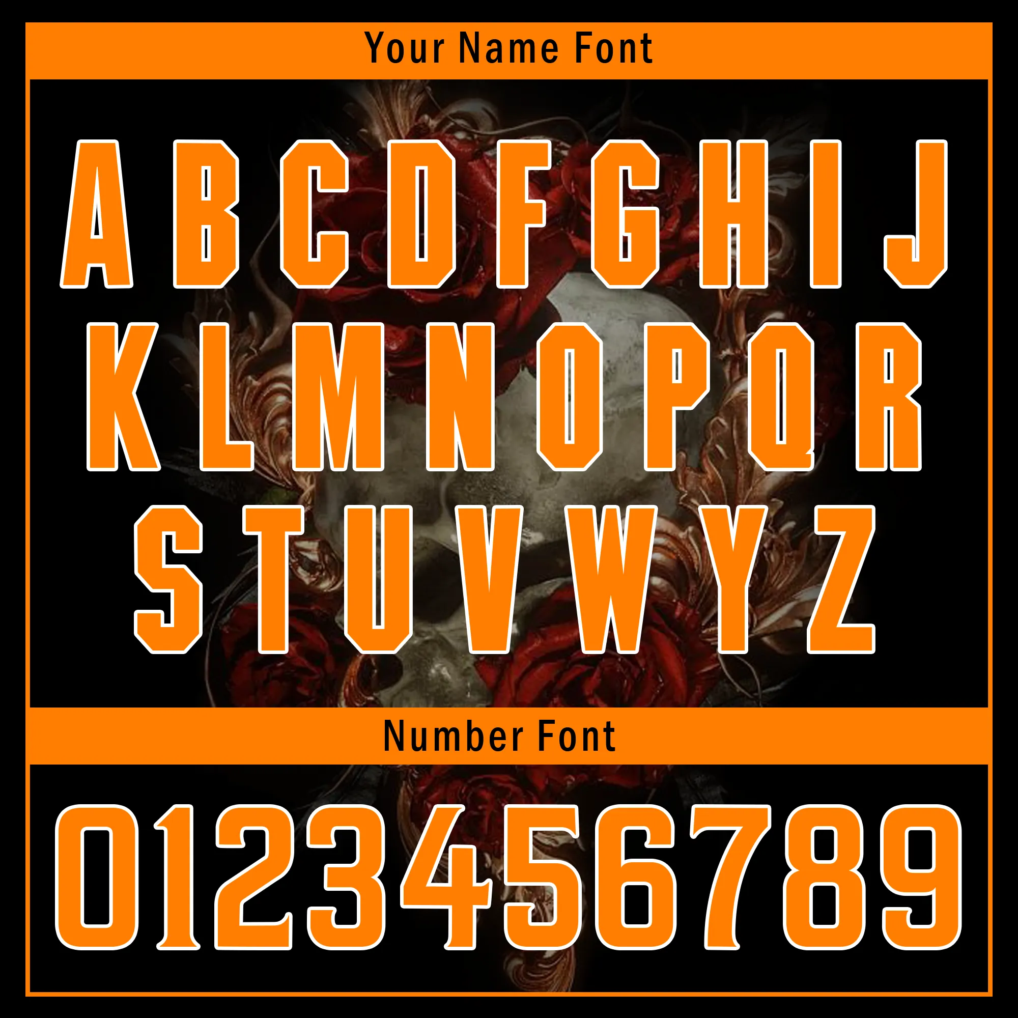 Custom Black Orange Skull Fashion Personalized Authentic Baseball Jersey BSBJ01-D017156
