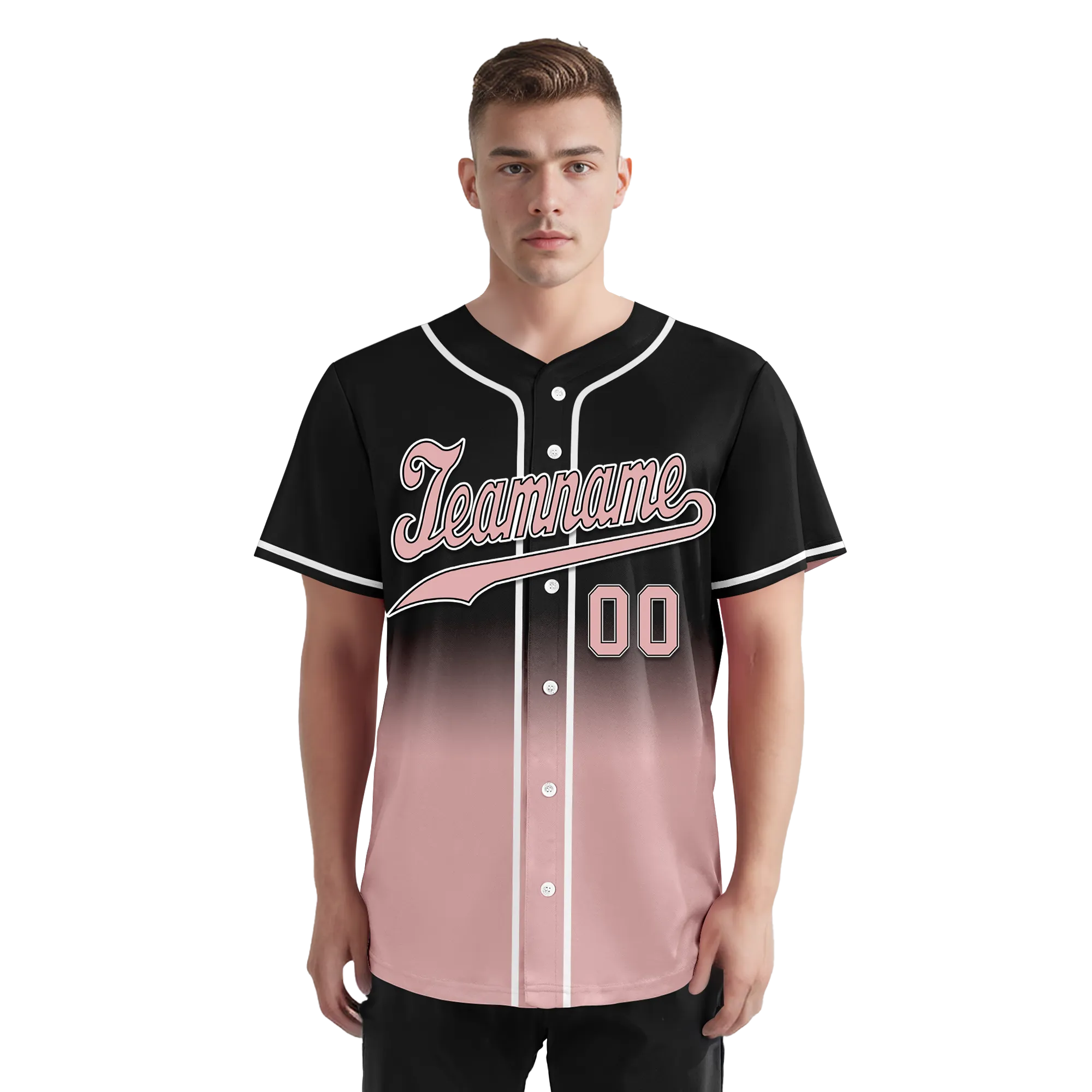 Custom Black Pink Fade Fashion Personalized Authentic Baseball Jersey BSBJ01-D0a70d9