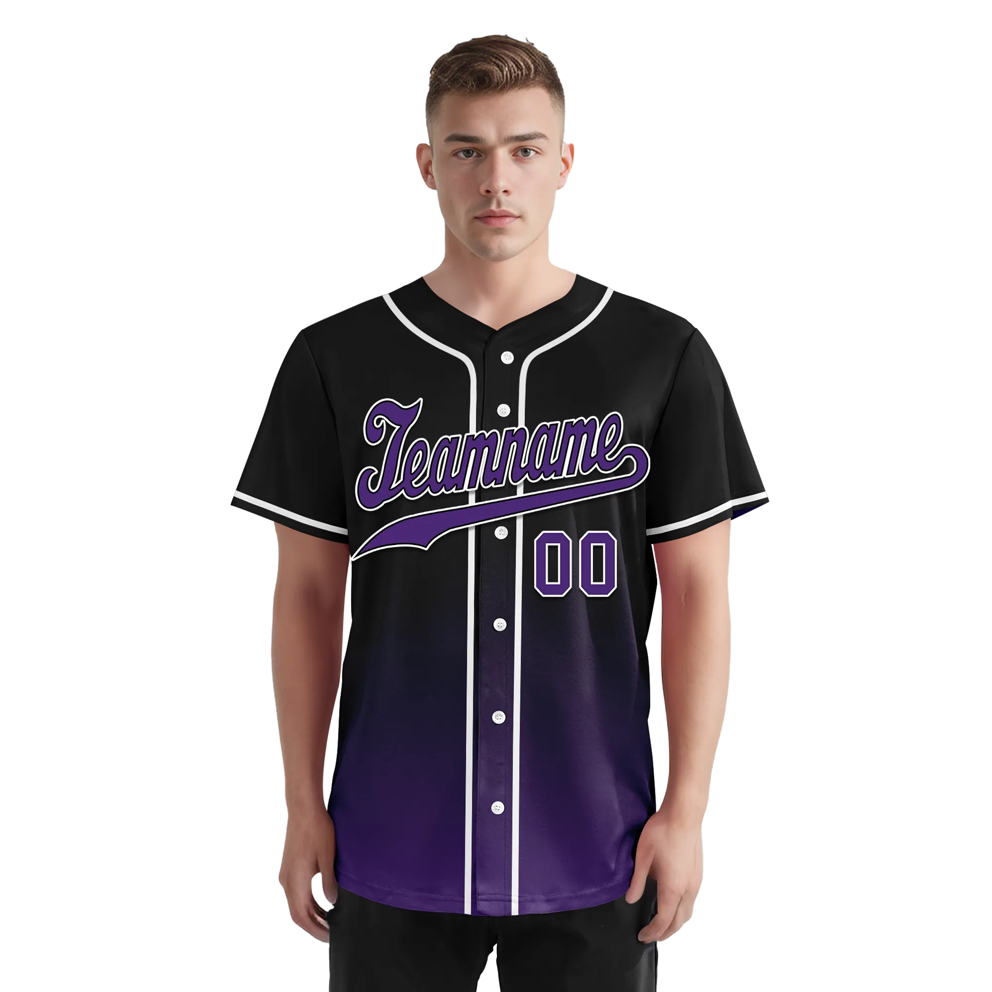 Custom Black Purple Fade Fashion Personalized Authentic Baseball Jersey BSBJ01-D0a70d0