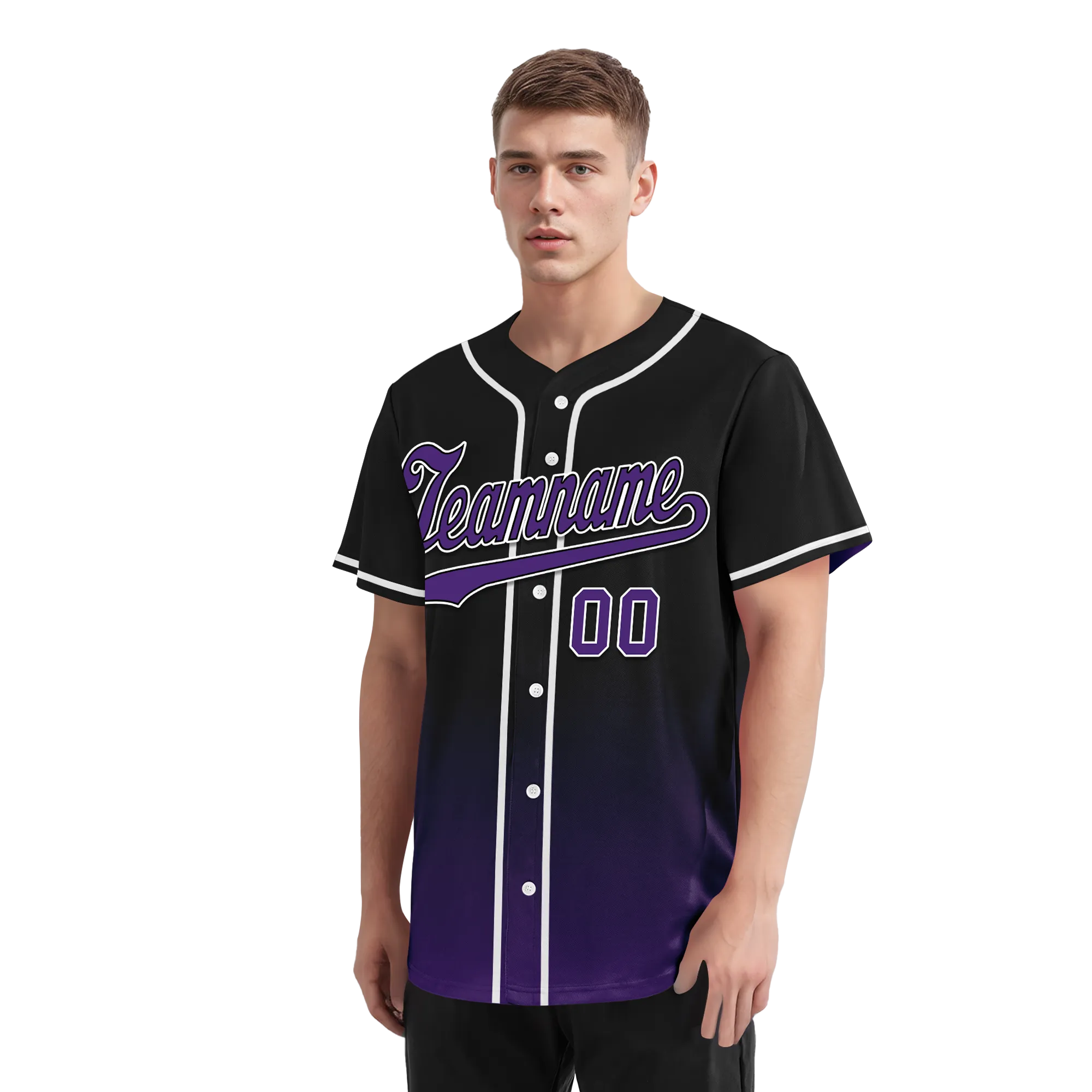 Custom Black Purple Fade Fashion Personalized Authentic Baseball Jersey BSBJ01-D0a70d0