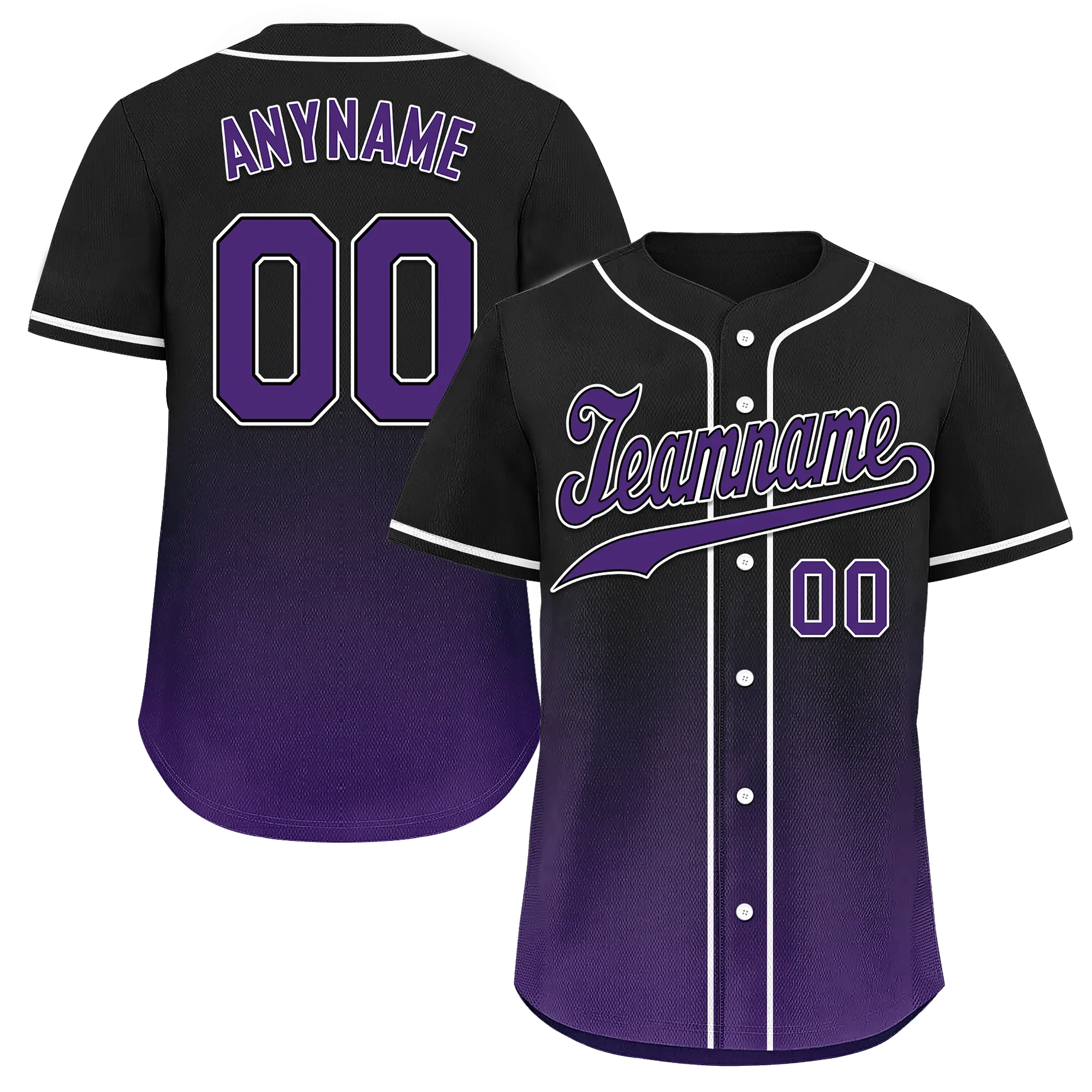 Custom Black Purple Fade Fashion Personalized Authentic Baseball Jersey BSBJ01-D0a70d0
