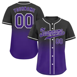 Custom Black Purple Fade Fashion Purple Authentic Baseball Jersey