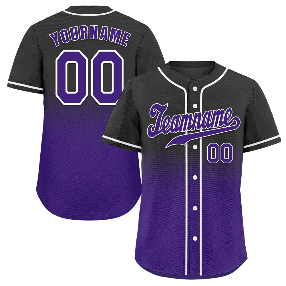 Custom Black Purple Fade Fashion Purple Authentic Baseball Jersey
