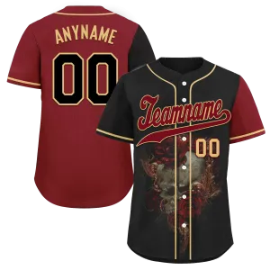 Custom Black Red Skull Fashion Personalized Authentic Baseball Jersey BSBJ01-D017141