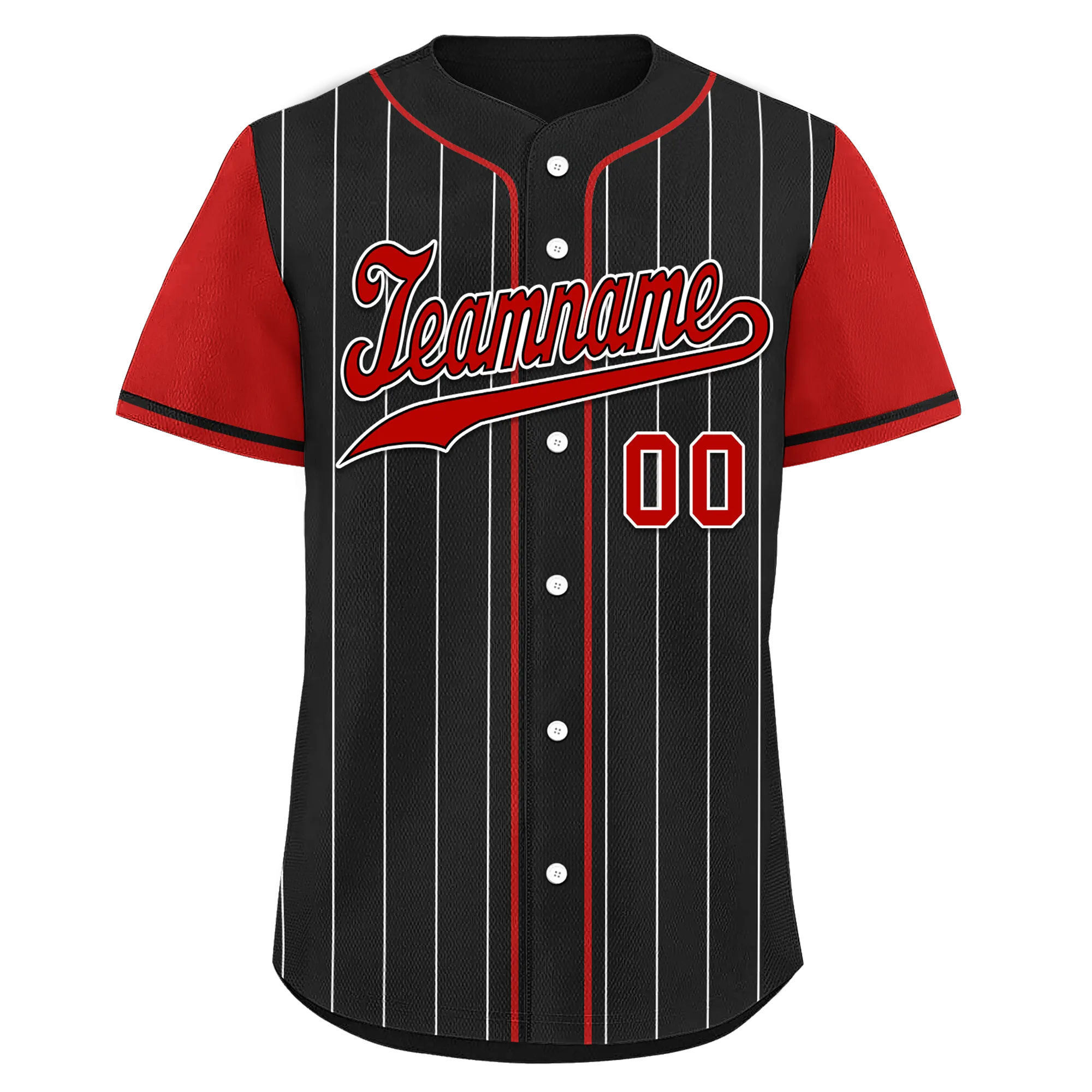 Custom Black Red Stripe Fashion Personalized Authentic Baseball Jersey BSBJ01-D017216