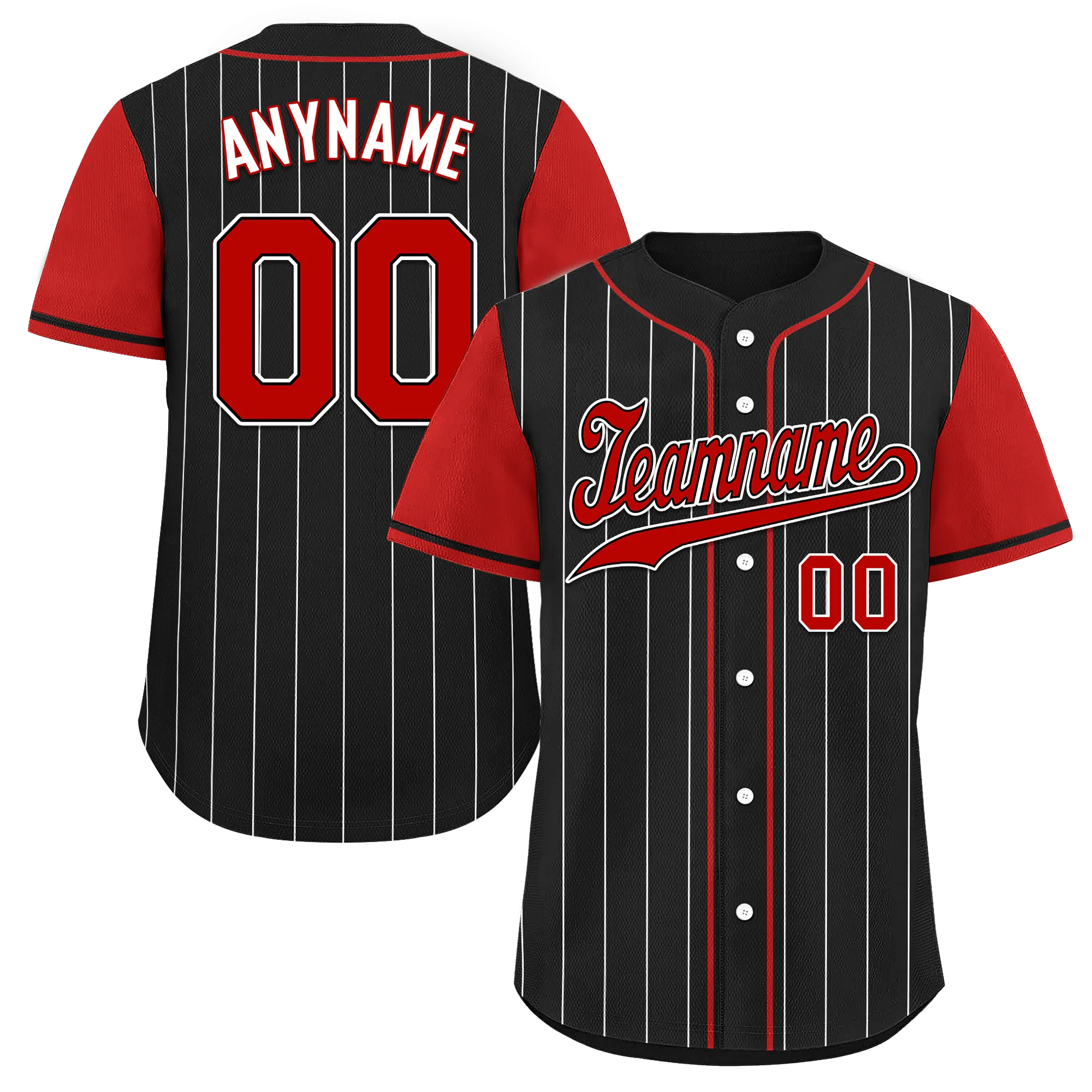 Custom Black Red Stripe Fashion Personalized Authentic Baseball Jersey BSBJ01-D017216