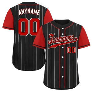 Custom Black Red Stripe Fashion Personalized Authentic Baseball Jersey BSBJ01-D017216