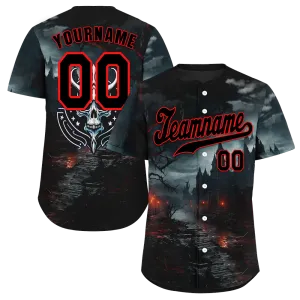 Custom Black Skull Fashion Black Authentic Baseball Jersey BSBJ0a-bc0fc00