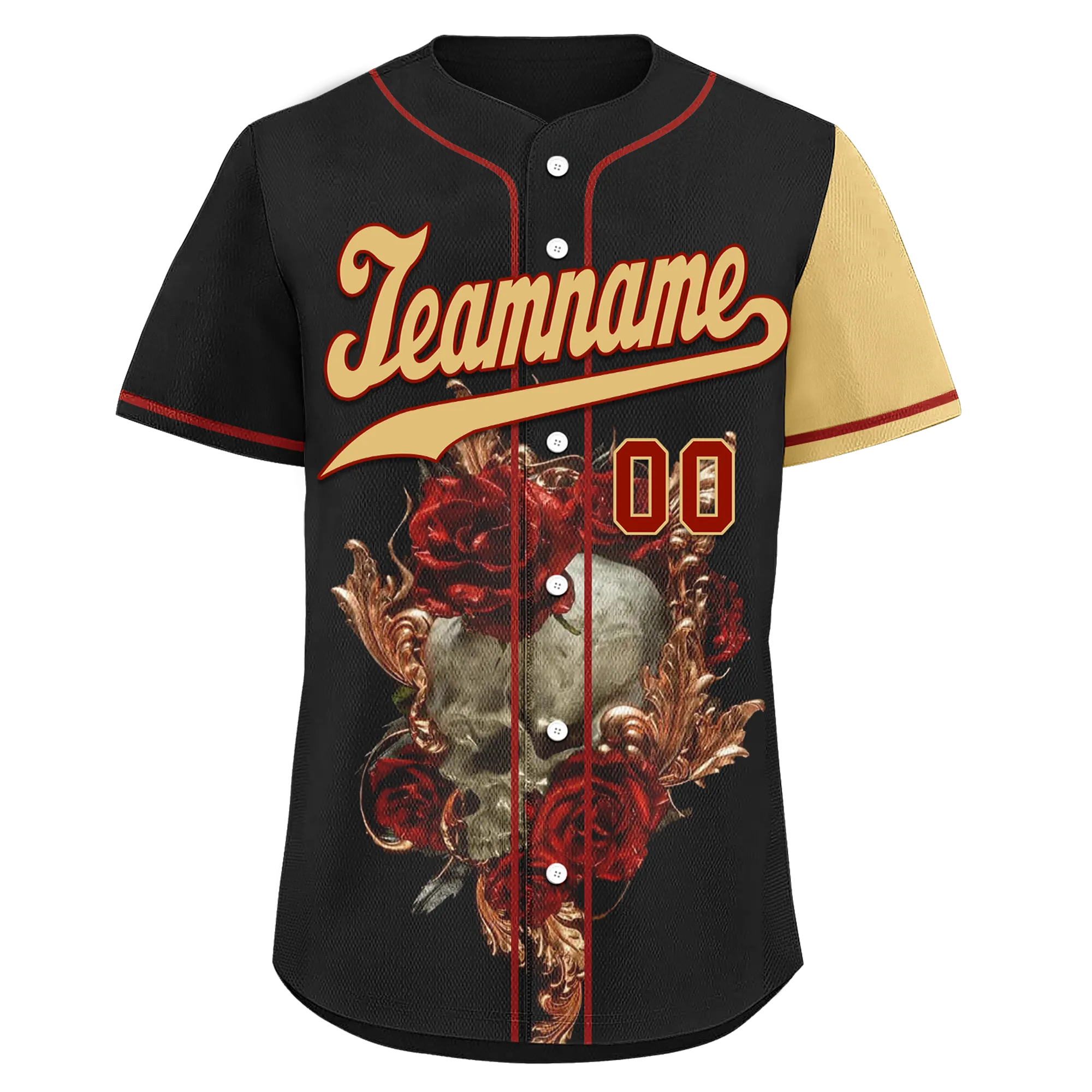 Custom Black Yellow Skull Fashion Personalized Authentic Baseball Jersey BSBJ01-D017142
