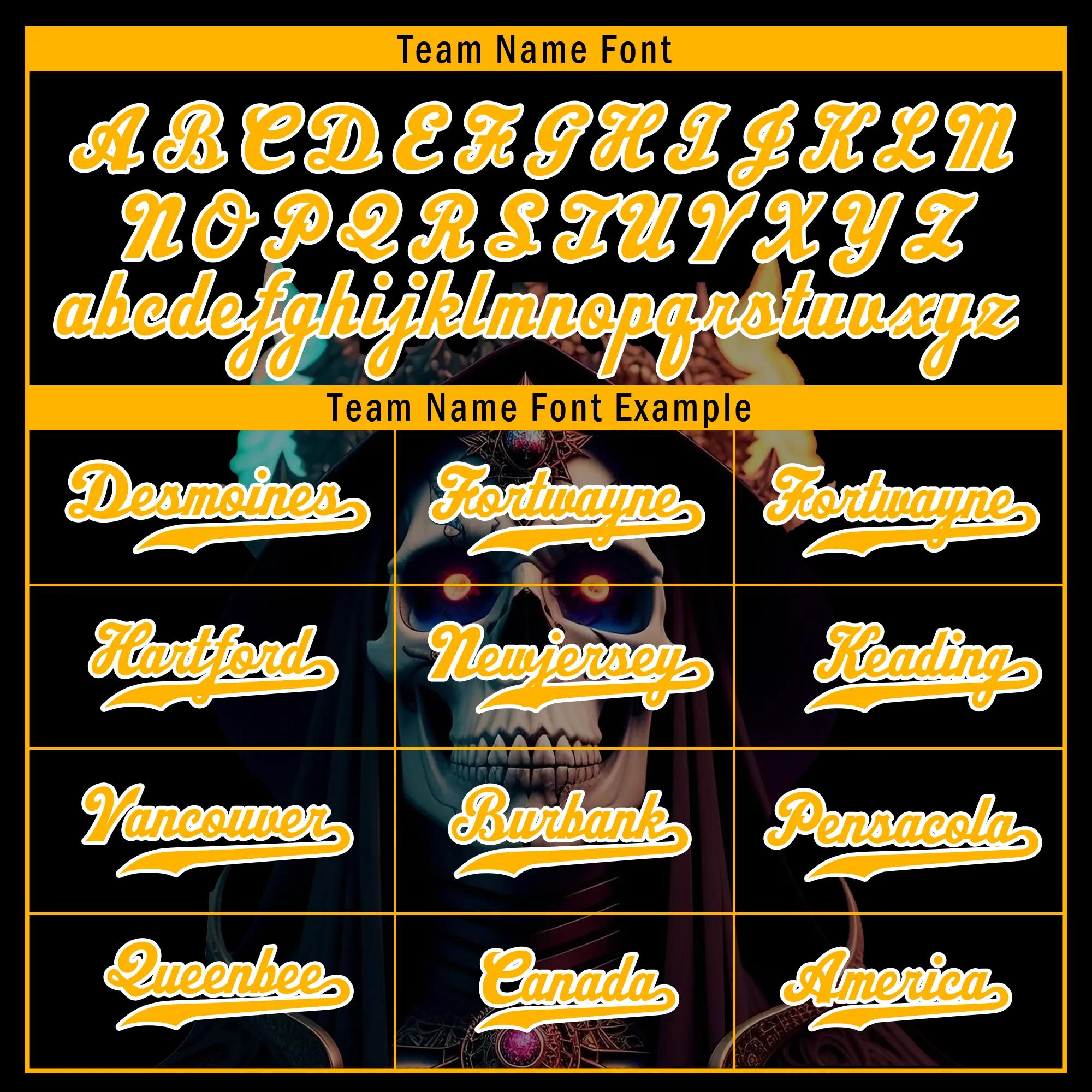 Custom Black Yellow Skull Fashion Personalized Authentic Baseball Jersey BSBJ01-D017155