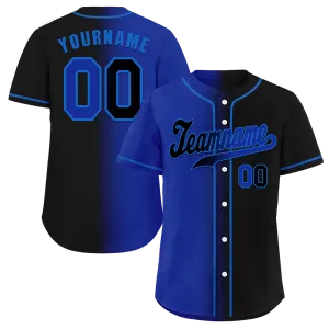 Custom Blue Black Gradient Fashion Black Authentic Baseball Jersey