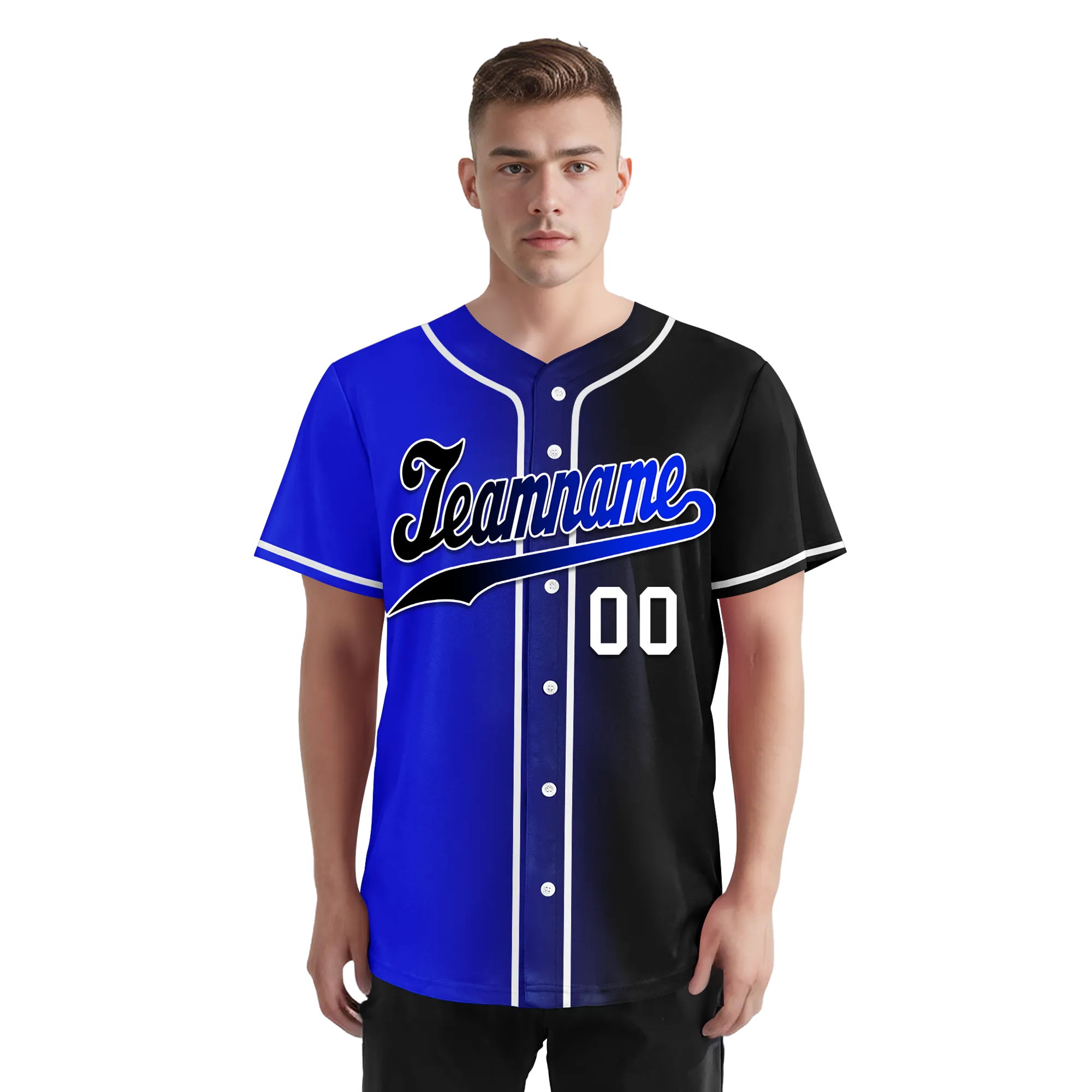 Custom Blue Black Gradient Fashion Personalized Authentic Baseball Jersey BSBJ01-D0a709e