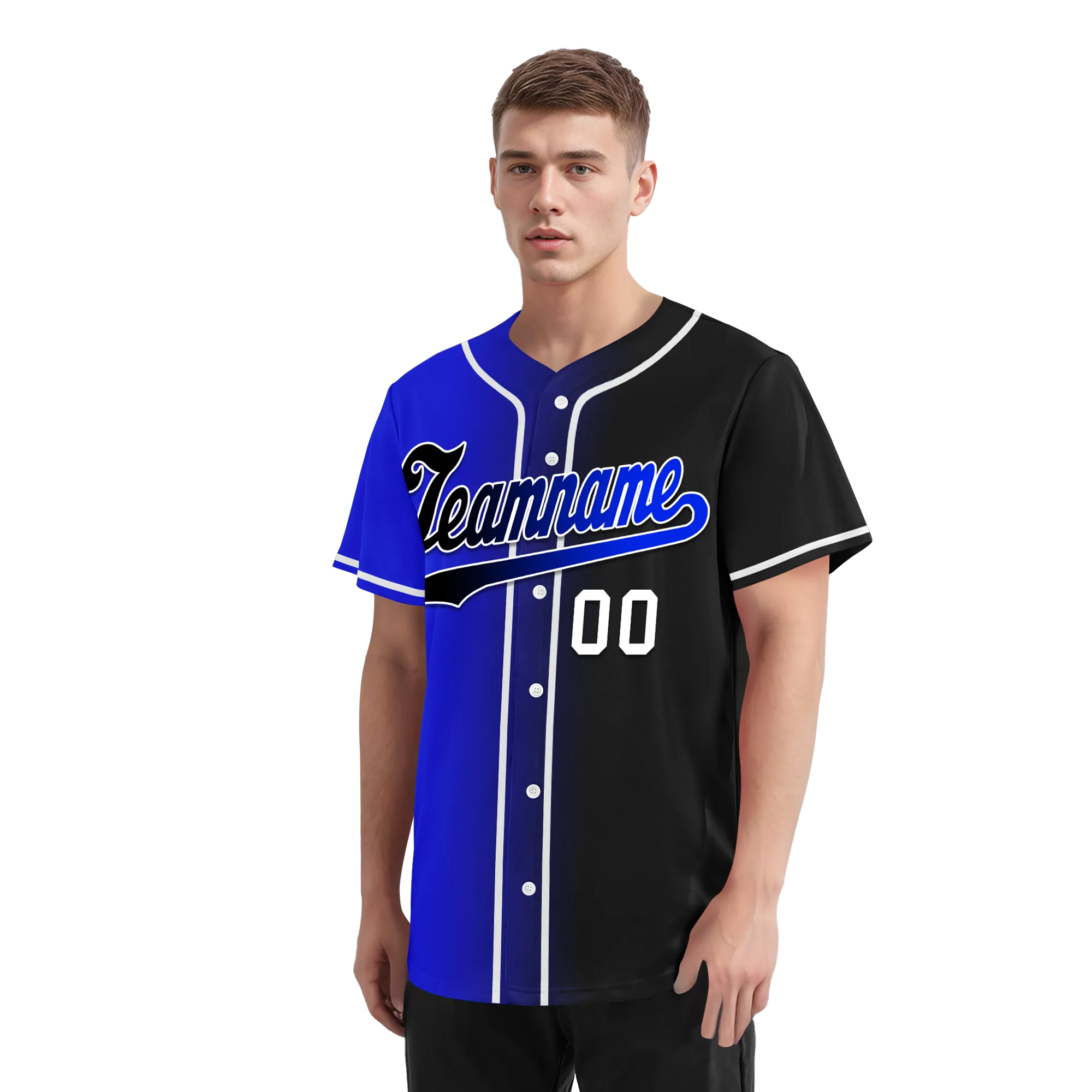 Custom Blue Black Gradient Fashion Personalized Authentic Baseball Jersey BSBJ01-D0a709e