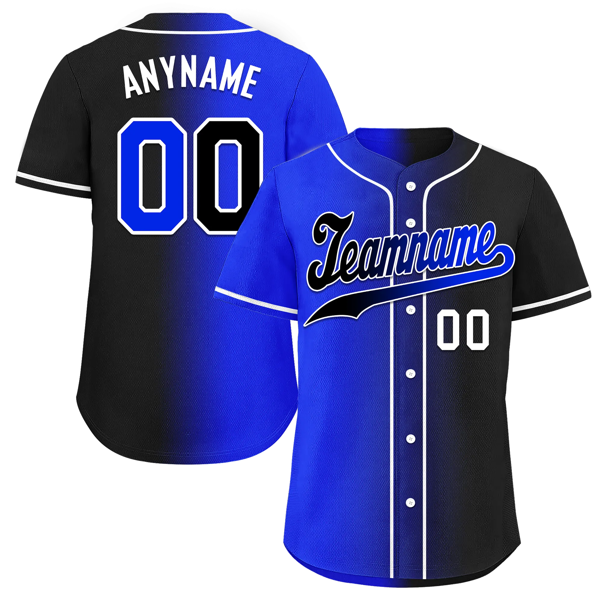 Custom Blue Black Gradient Fashion Personalized Authentic Baseball Jersey BSBJ01-D0a709e