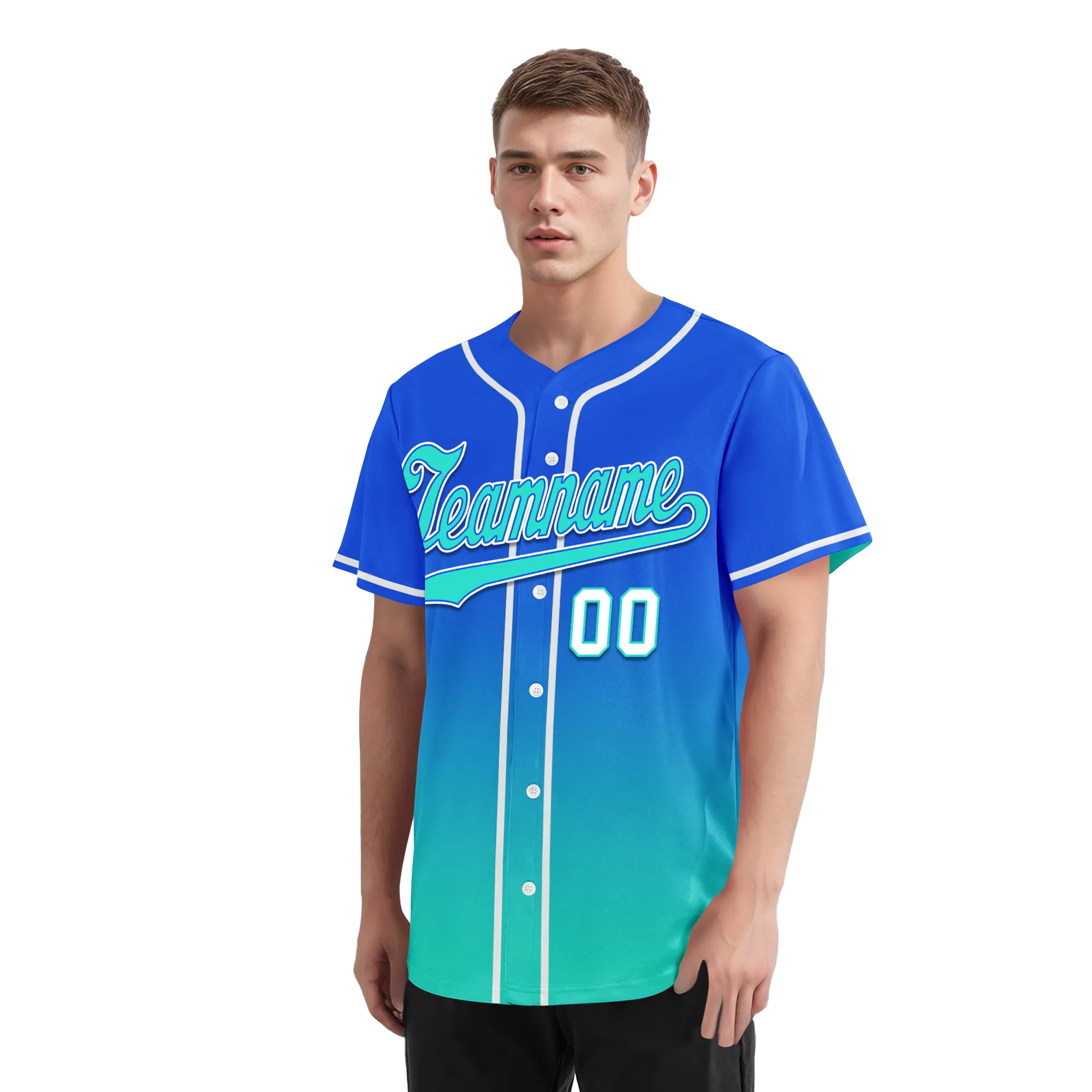 Custom Blue Cyan Fade Fashion Personalized Authentic Baseball Jersey BSBJ01-D0a70d8