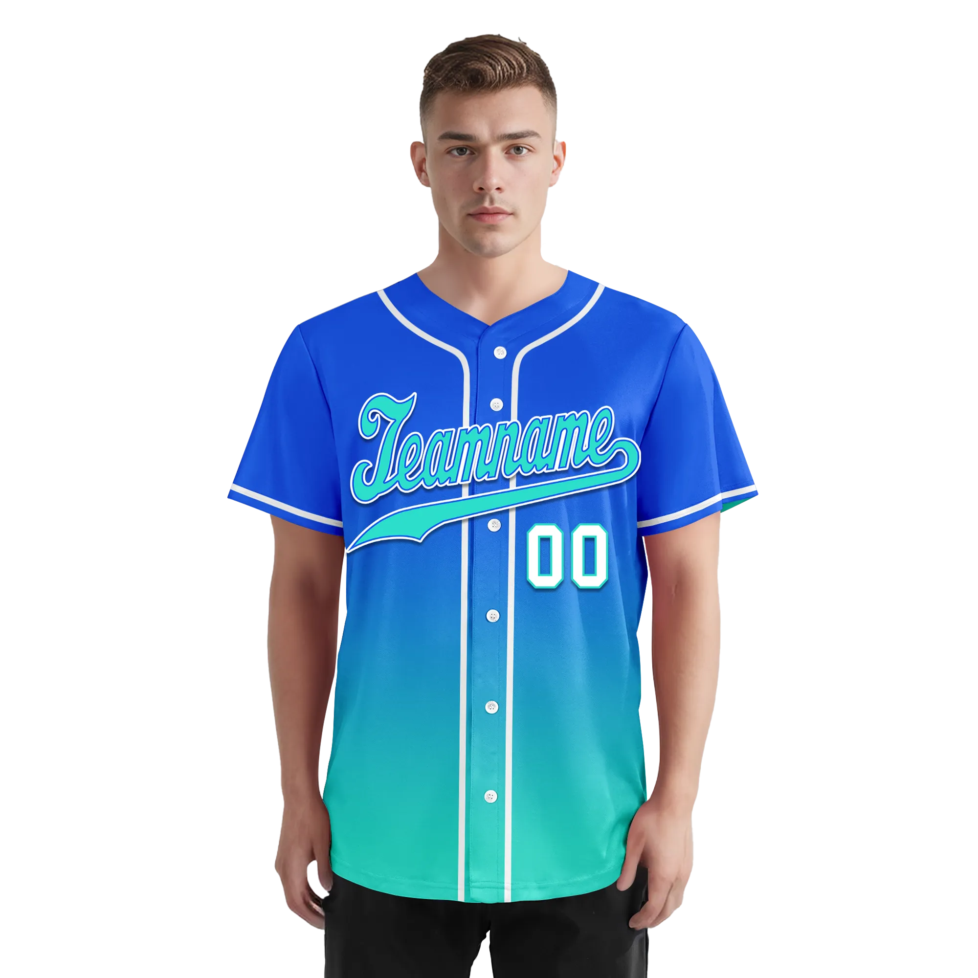 Custom Blue Cyan Fade Fashion Personalized Authentic Baseball Jersey BSBJ01-D0a70d8