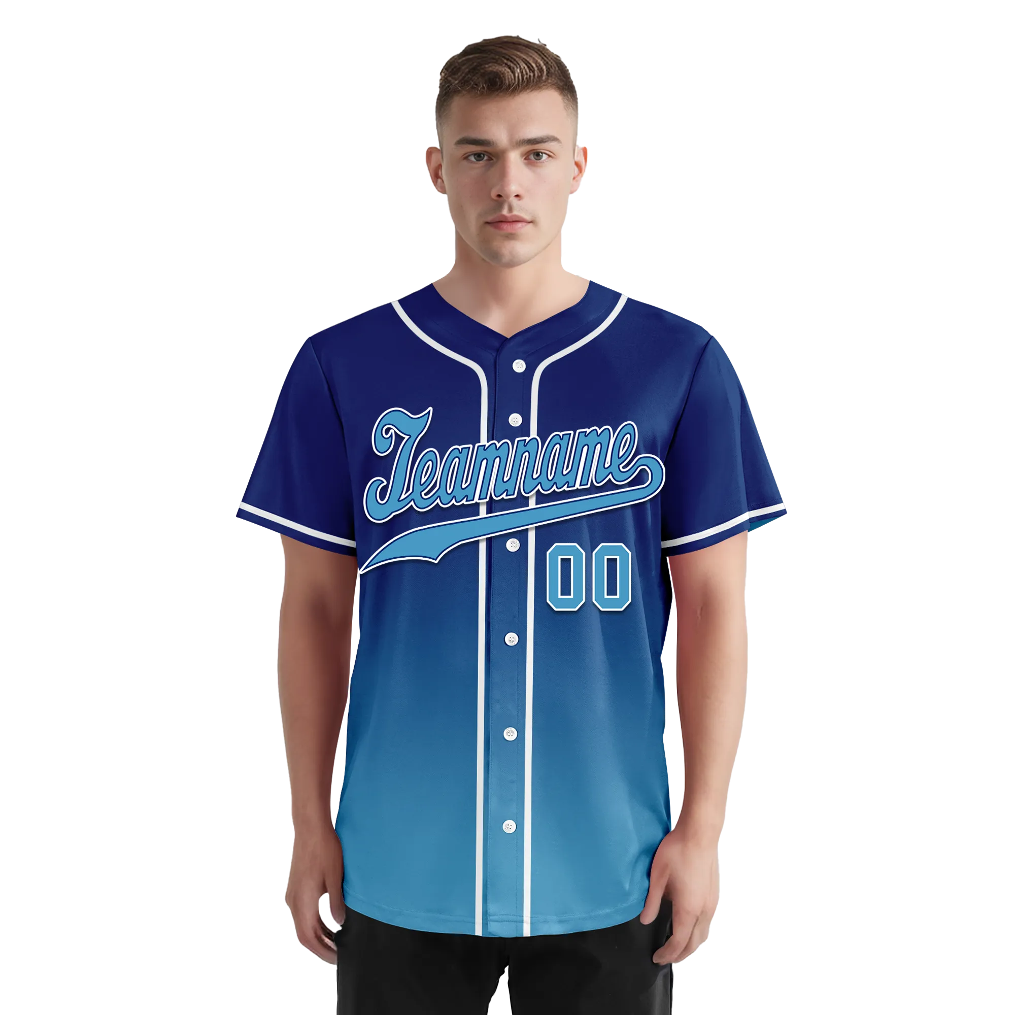 Custom Blue Fade Fashion Personalized Authentic Baseball Jersey BSBJ01-D0a70fd