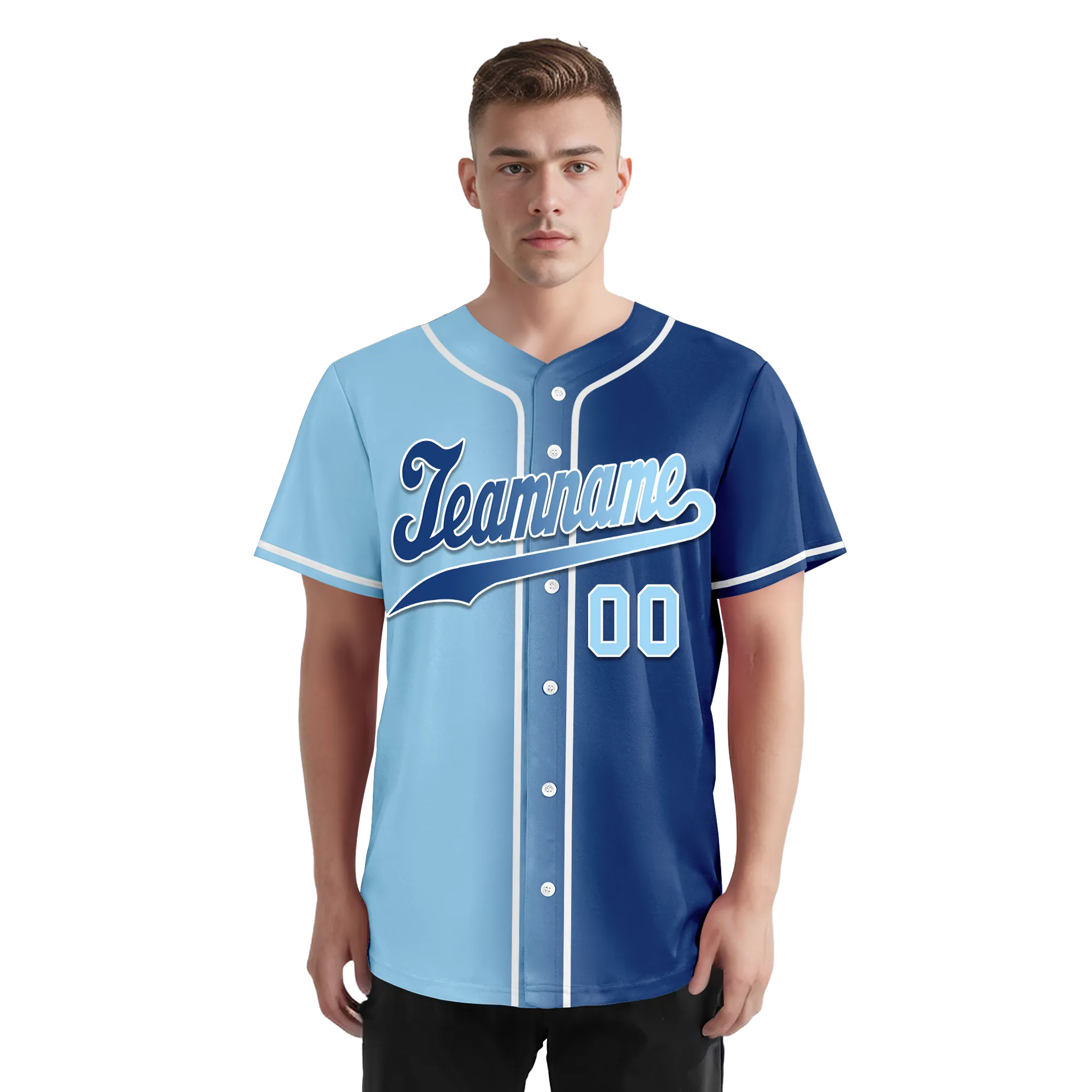 Custom Blue Gradient Fashion Personalized Authentic Baseball Jersey BSBJ01-D0a7078