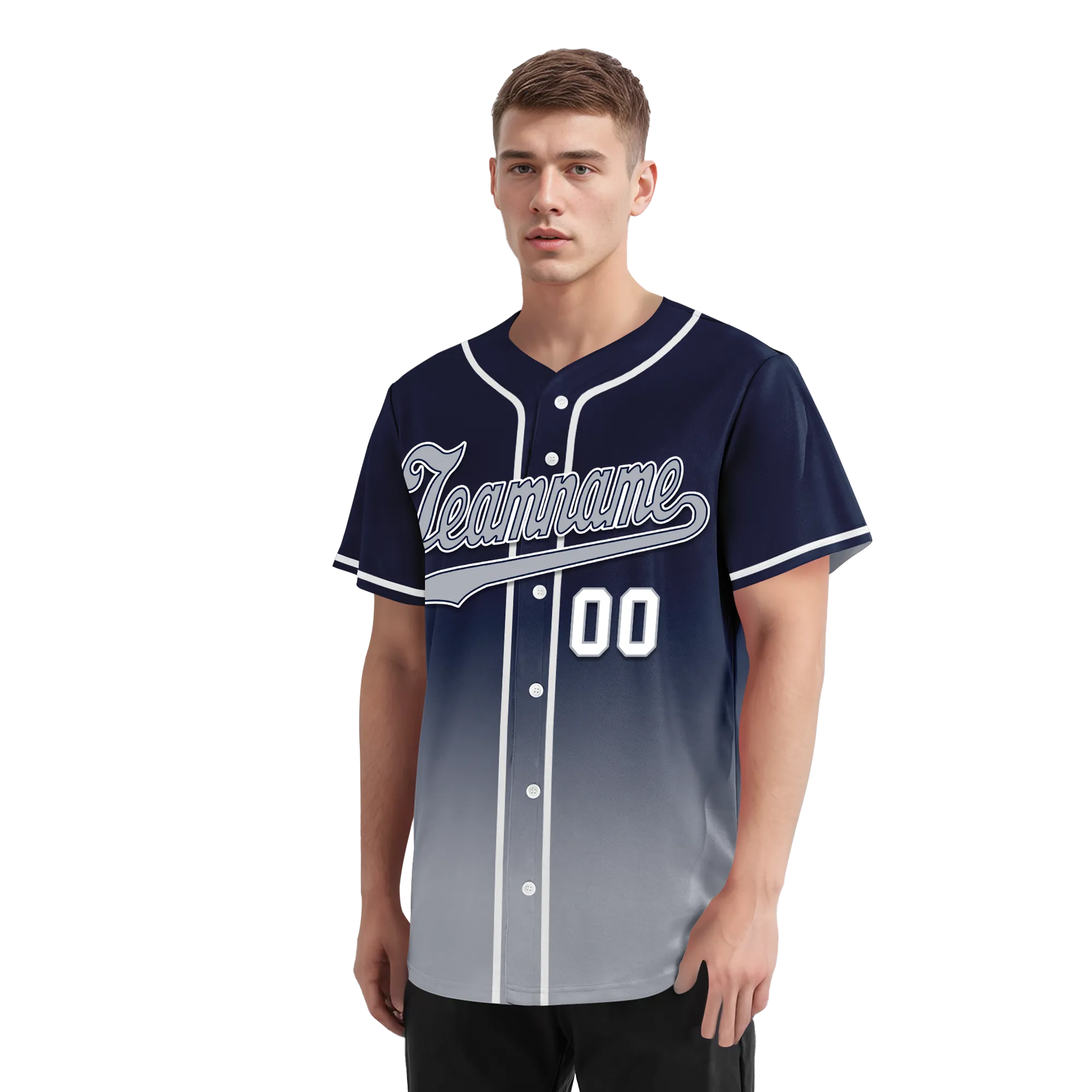 Custom Blue Grey Fade Fashion Personalized Authentic Baseball Jersey BSBJ01-D0a70b8