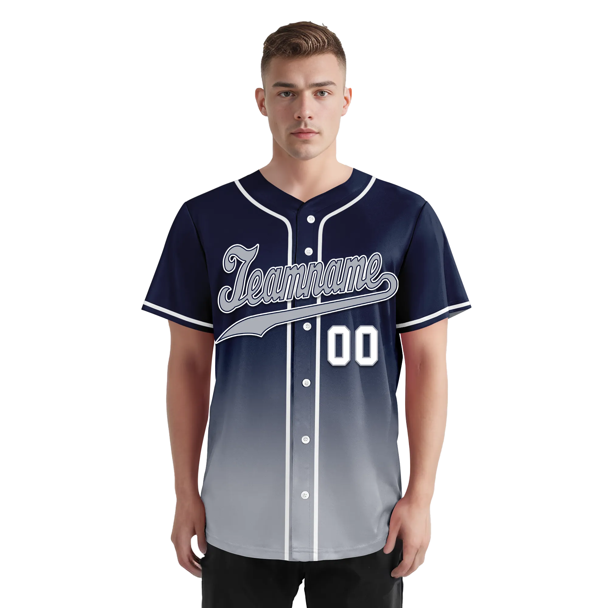 Custom Blue Grey Fade Fashion Personalized Authentic Baseball Jersey BSBJ01-D0a70b8