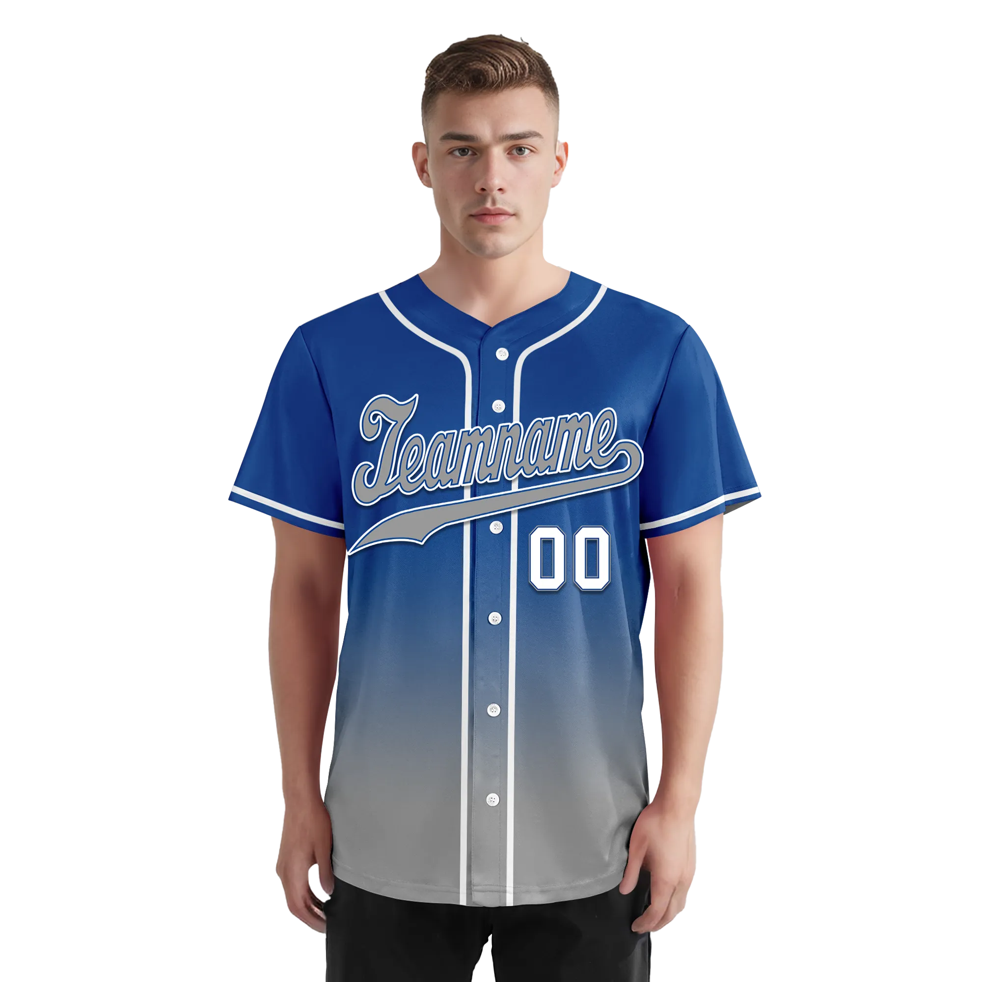 Custom Blue Grey Fade Fashion Personalized Authentic Baseball Jersey BSBJ01-D0a70bf