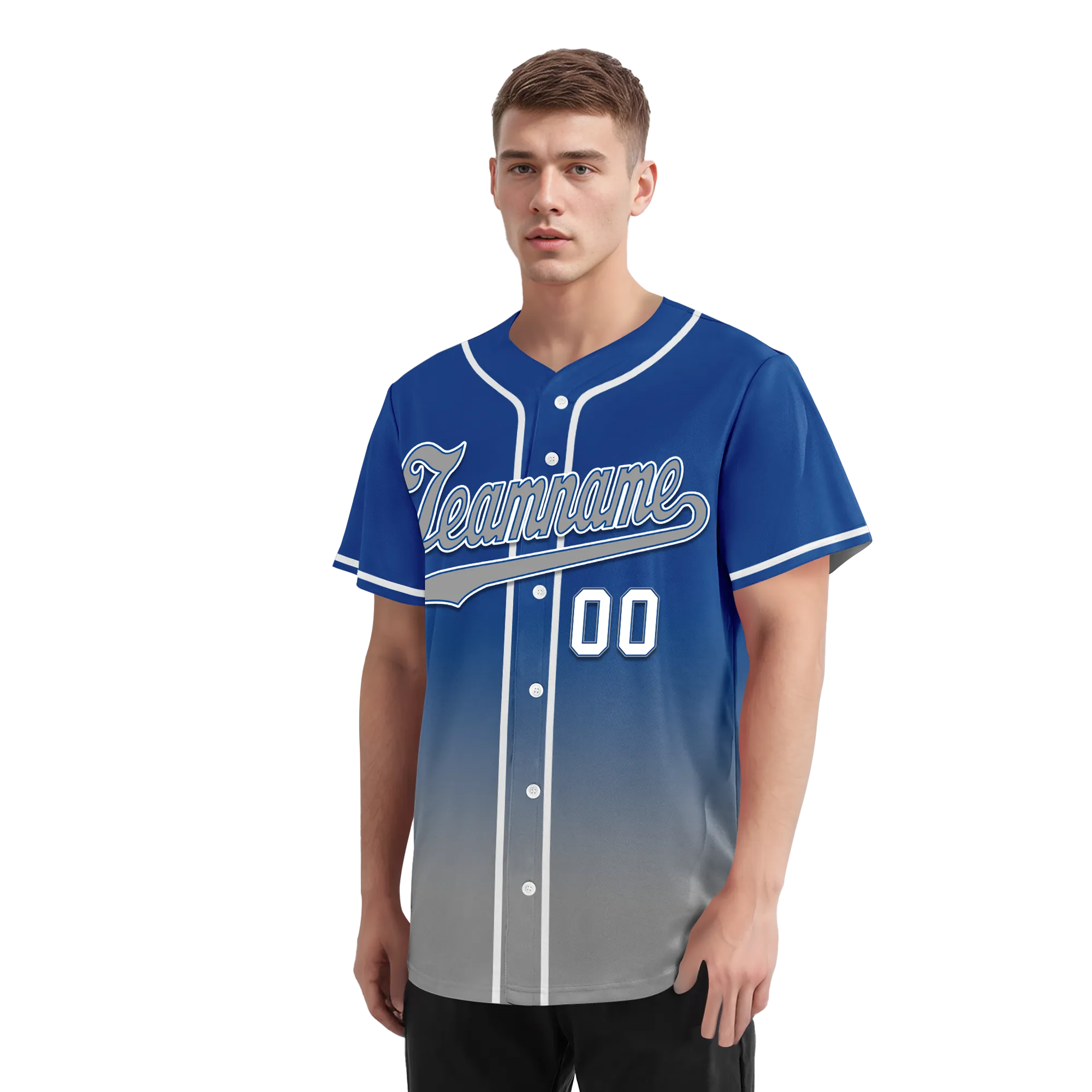 Custom Blue Grey Fade Fashion Personalized Authentic Baseball Jersey BSBJ01-D0a70bf