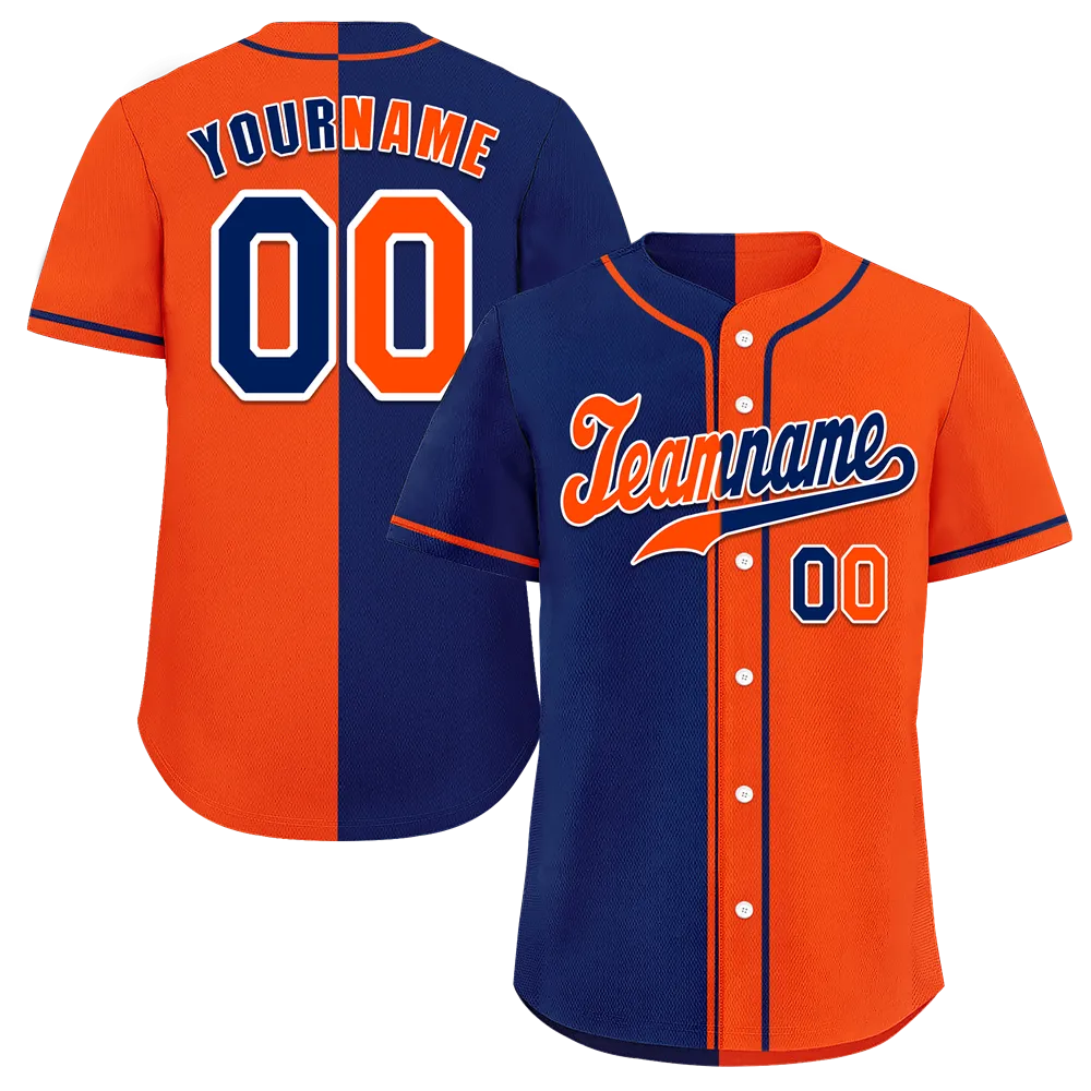 Custom Blue Orange Gradient Fashion Orange Authentic Baseball Jersey