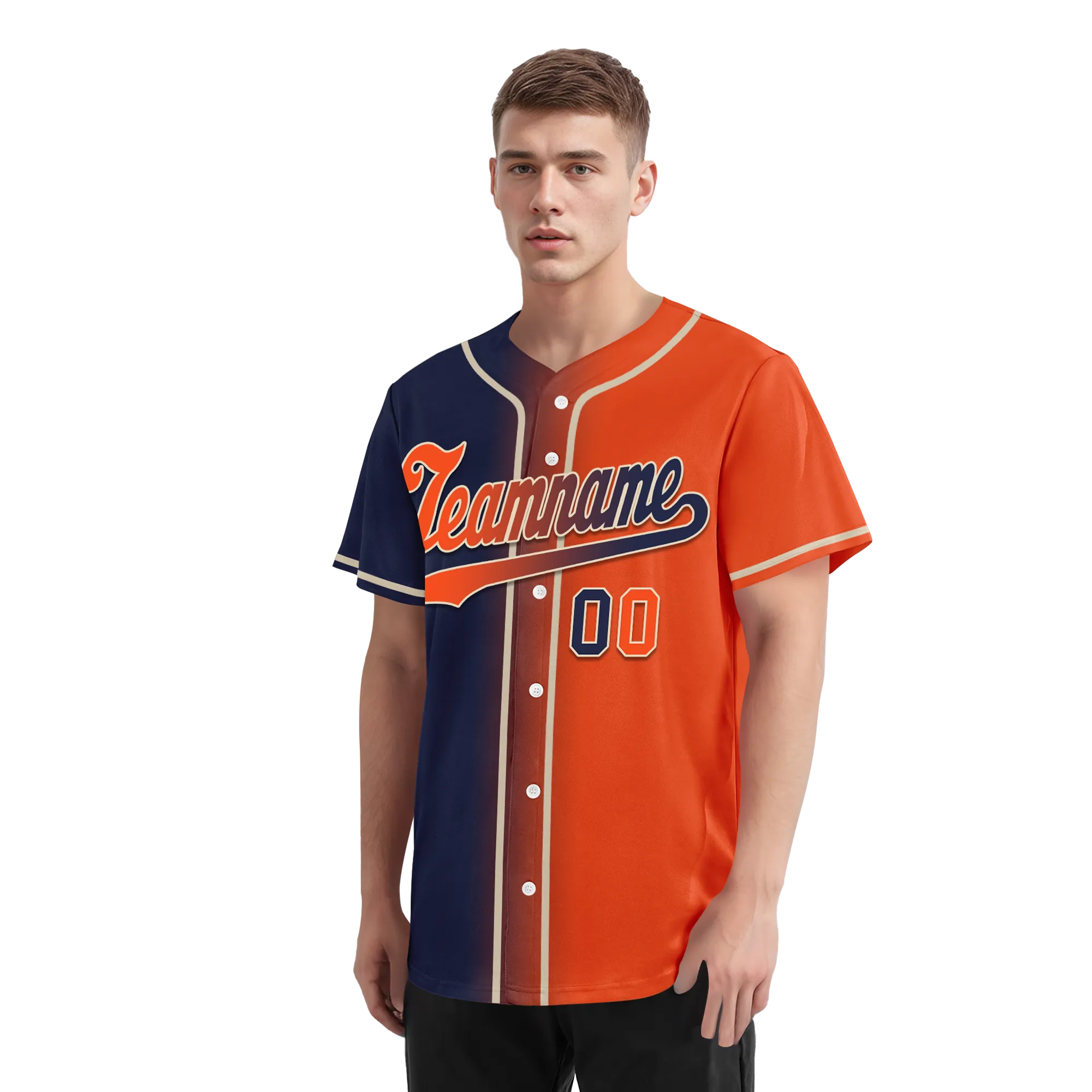Custom Blue Orange Gradient Fashion Personalized Authentic Baseball Jersey BSBJ01-D0a7089