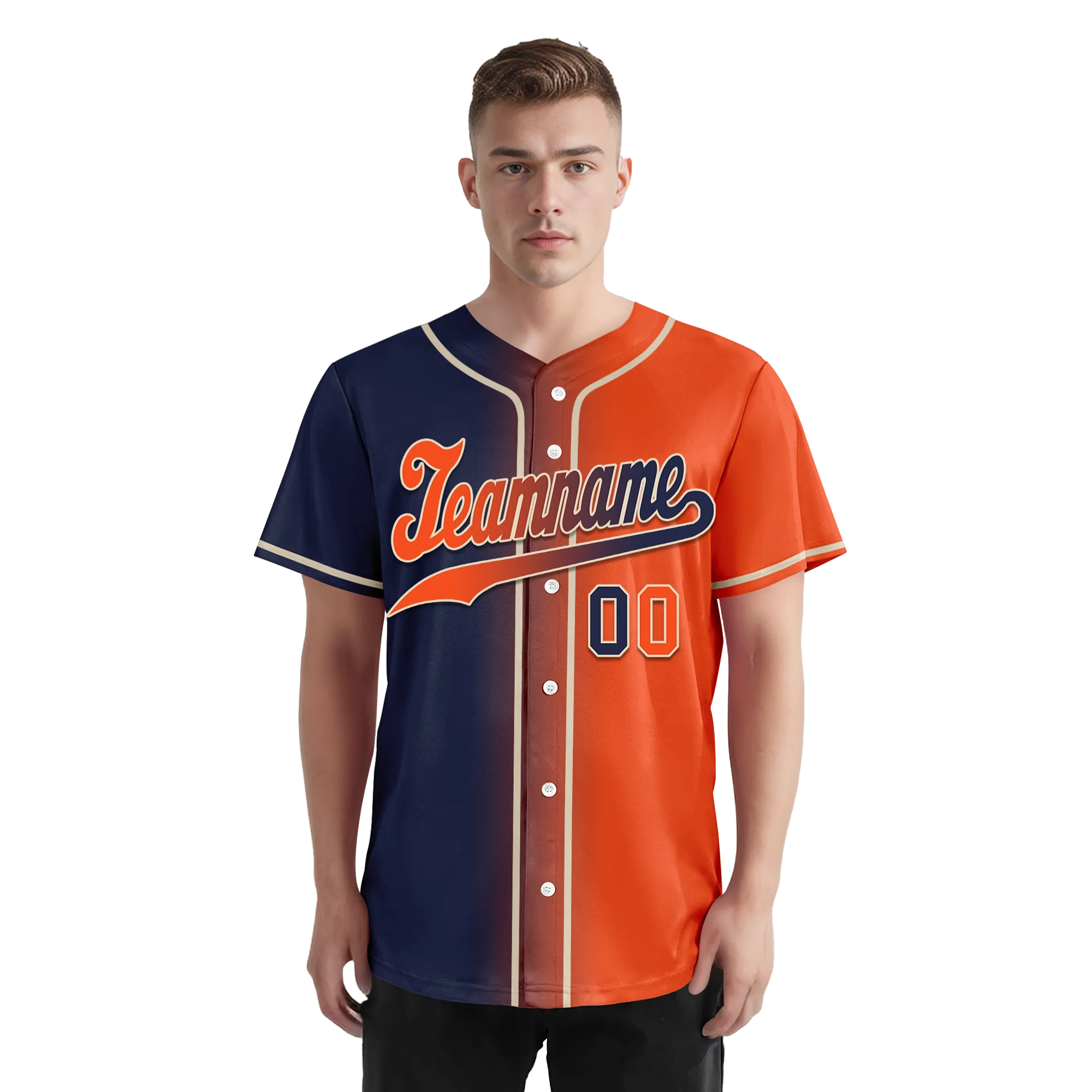 Custom Blue Orange Gradient Fashion Personalized Authentic Baseball Jersey BSBJ01-D0a7089