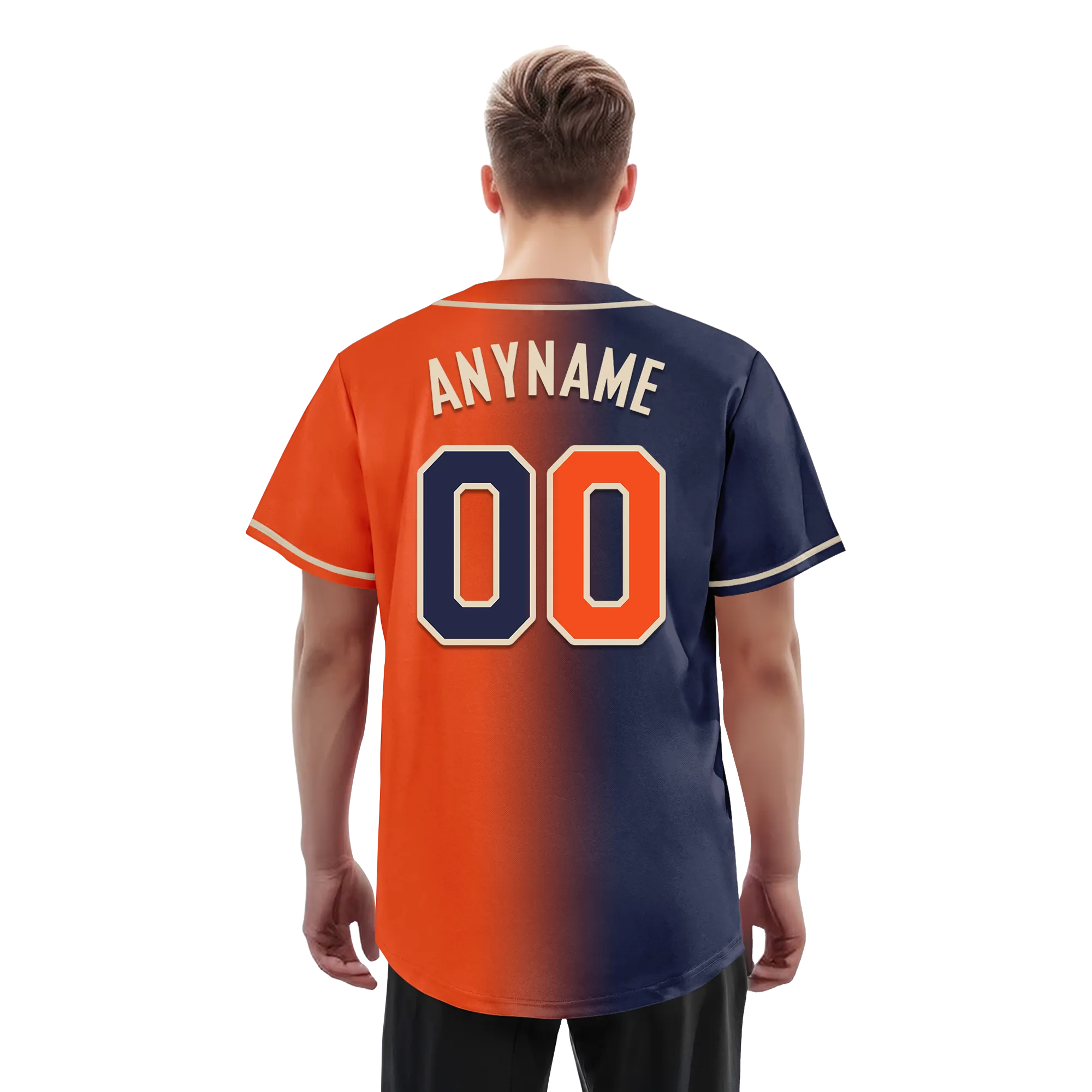 Custom Blue Orange Gradient Fashion Personalized Authentic Baseball Jersey BSBJ01-D0a7089