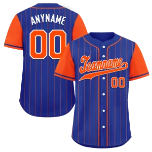 Custom Blue Orange Stripe Fashion Personalized Authentic Baseball Jersey BSBJ01-D017250