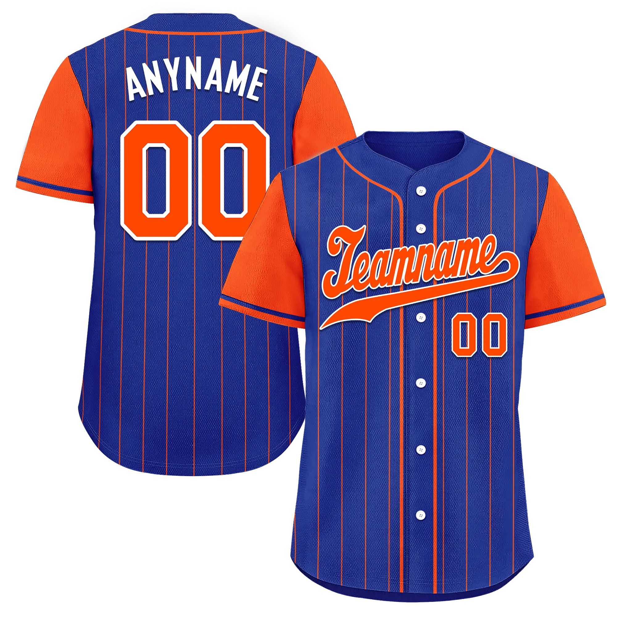 Custom Blue Orange Stripe Fashion Personalized Authentic Baseball Jersey BSBJ01-D017250