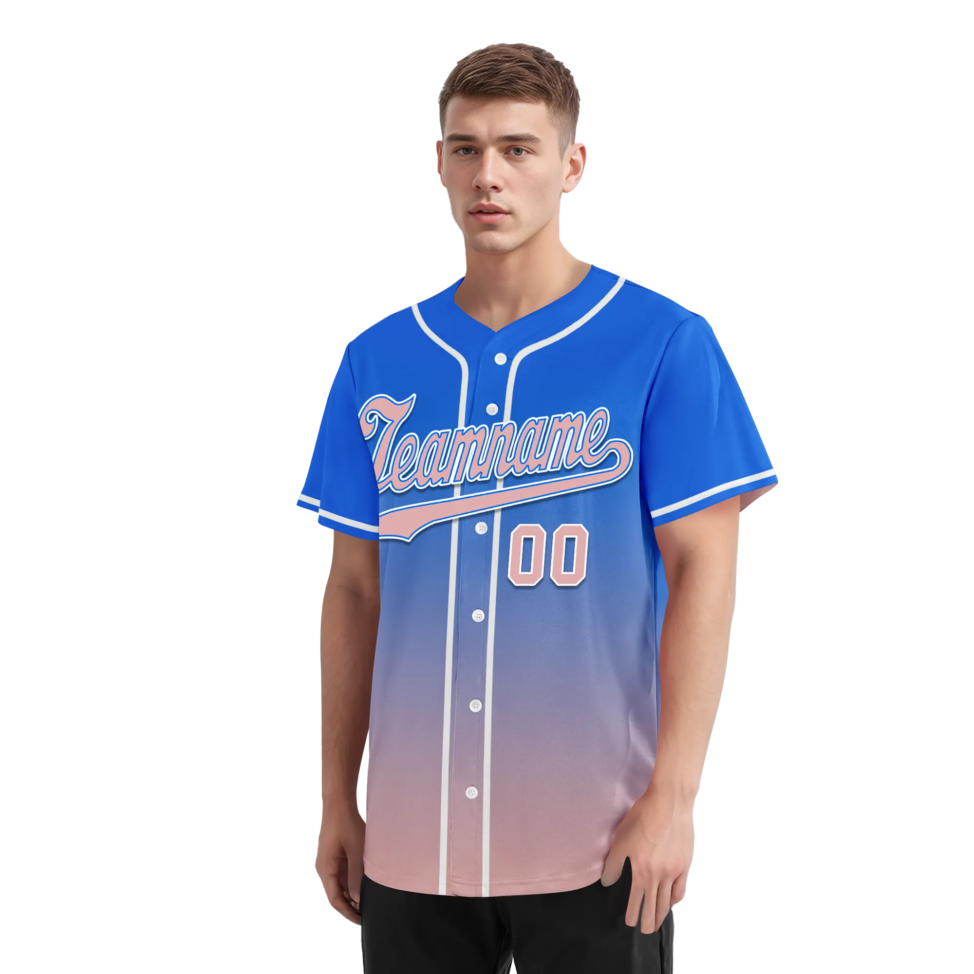 Custom Blue Pink Fade Fashion Personalized Authentic Baseball Jersey BSBJ01-D0a70e0