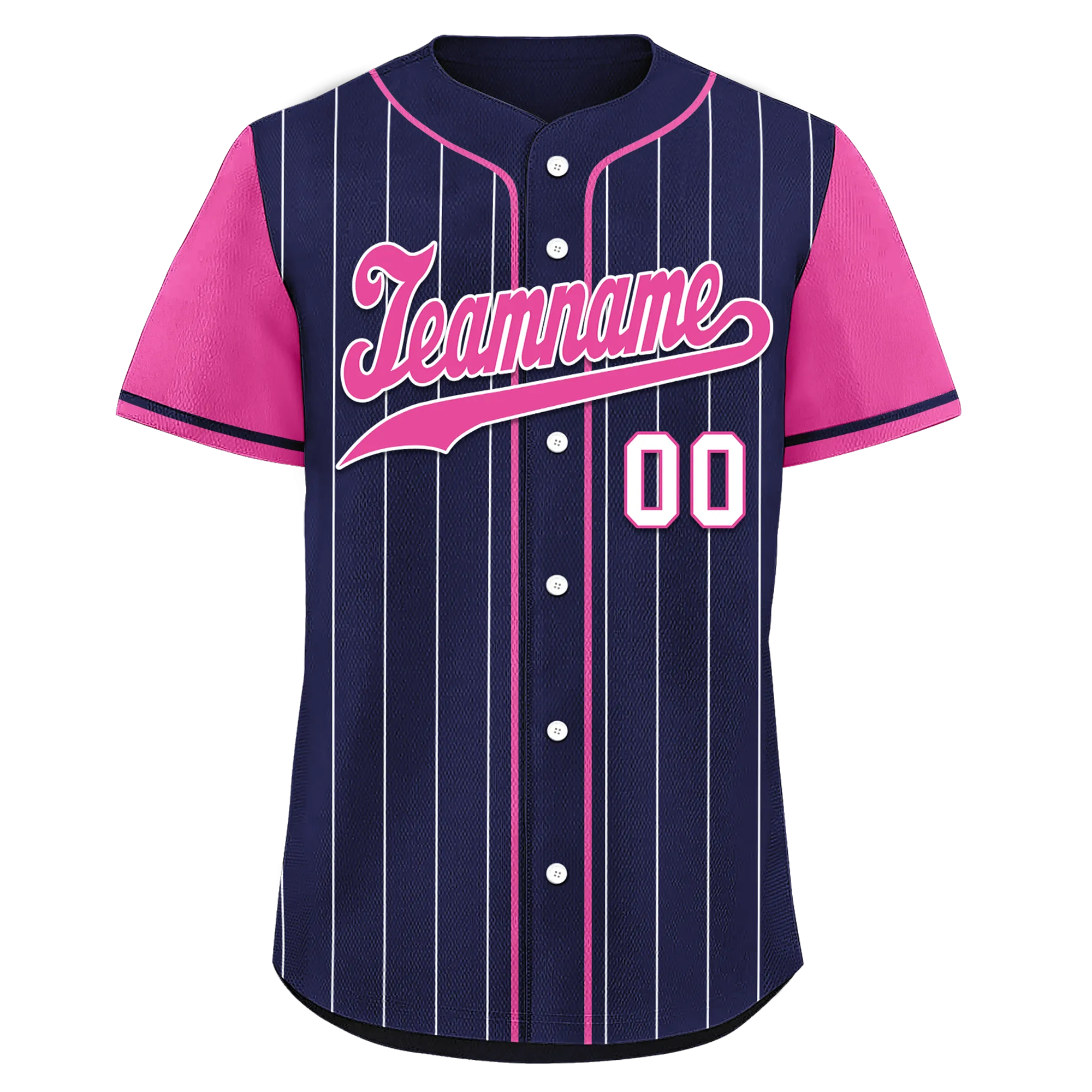 Custom Blue Pink Stripe Fashion Personalized Authentic Baseball Jersey BSBJ01-D017227