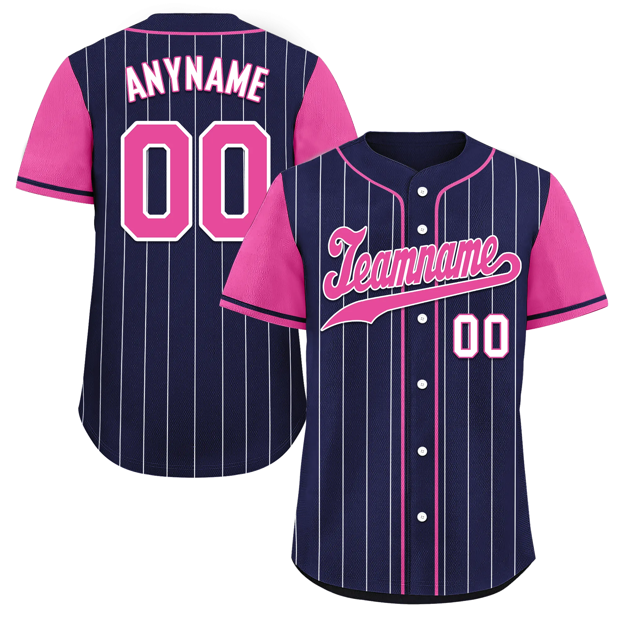 Custom Blue Pink Stripe Fashion Personalized Authentic Baseball Jersey BSBJ01-D017227