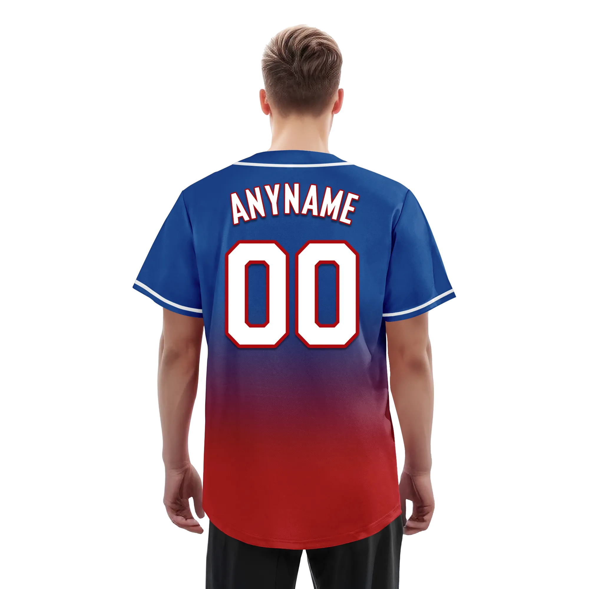 Custom Blue Red Fade Fashion Personalized Authentic Baseball Jersey BSBJ01-D0a70bd